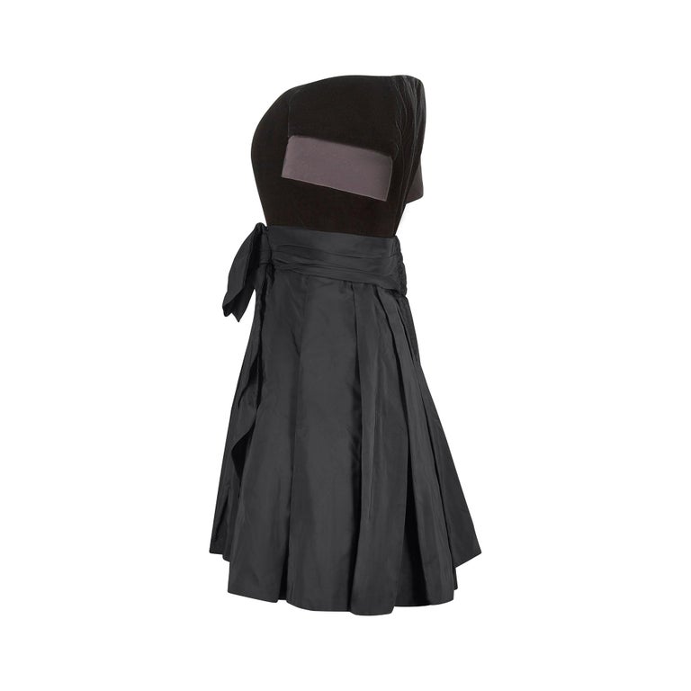 Black 1980s Jenny Packham Velvet and Silk Taffeta Dress For Sale