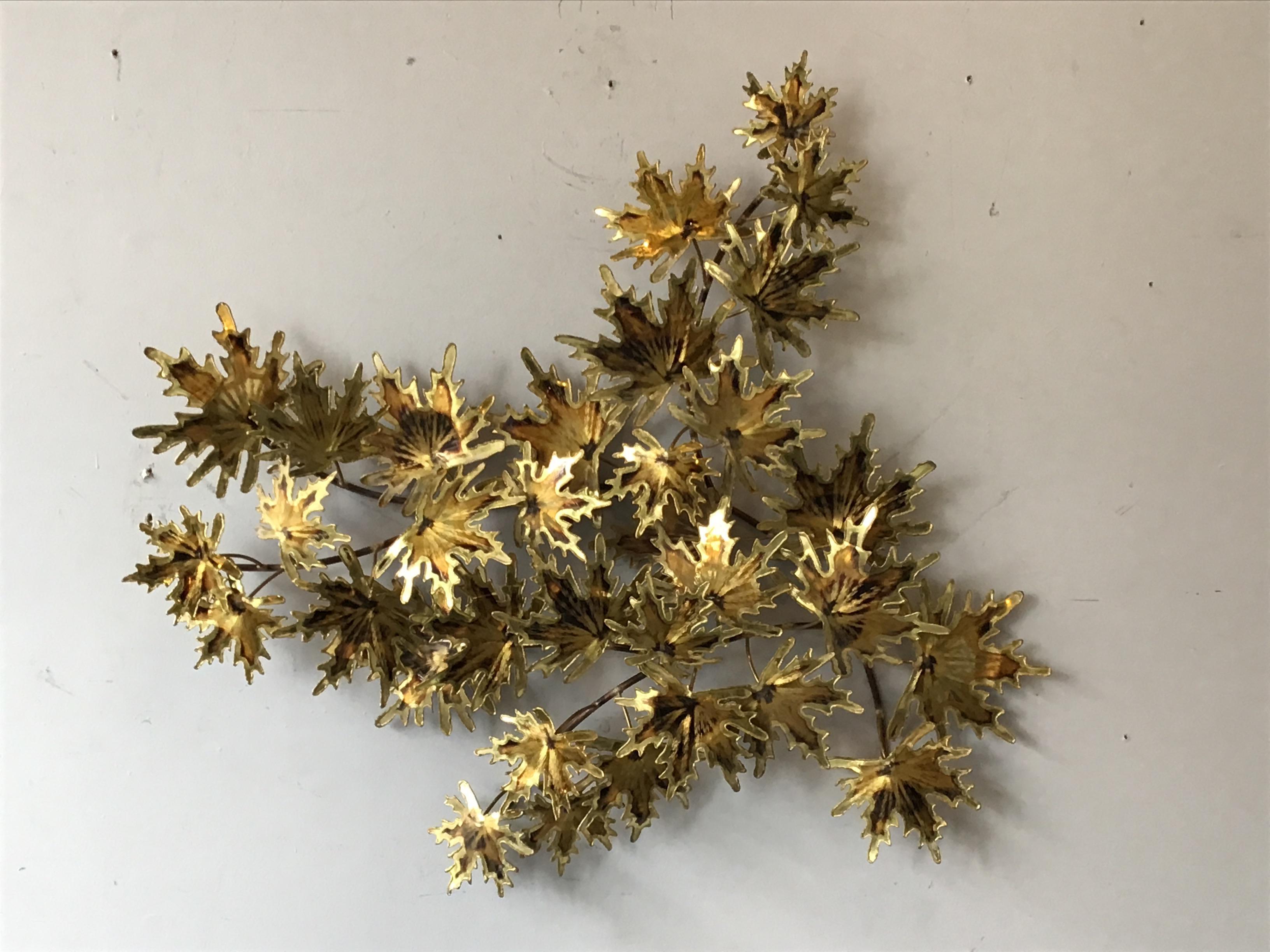 1980s Jere style brass leaf sculpture.