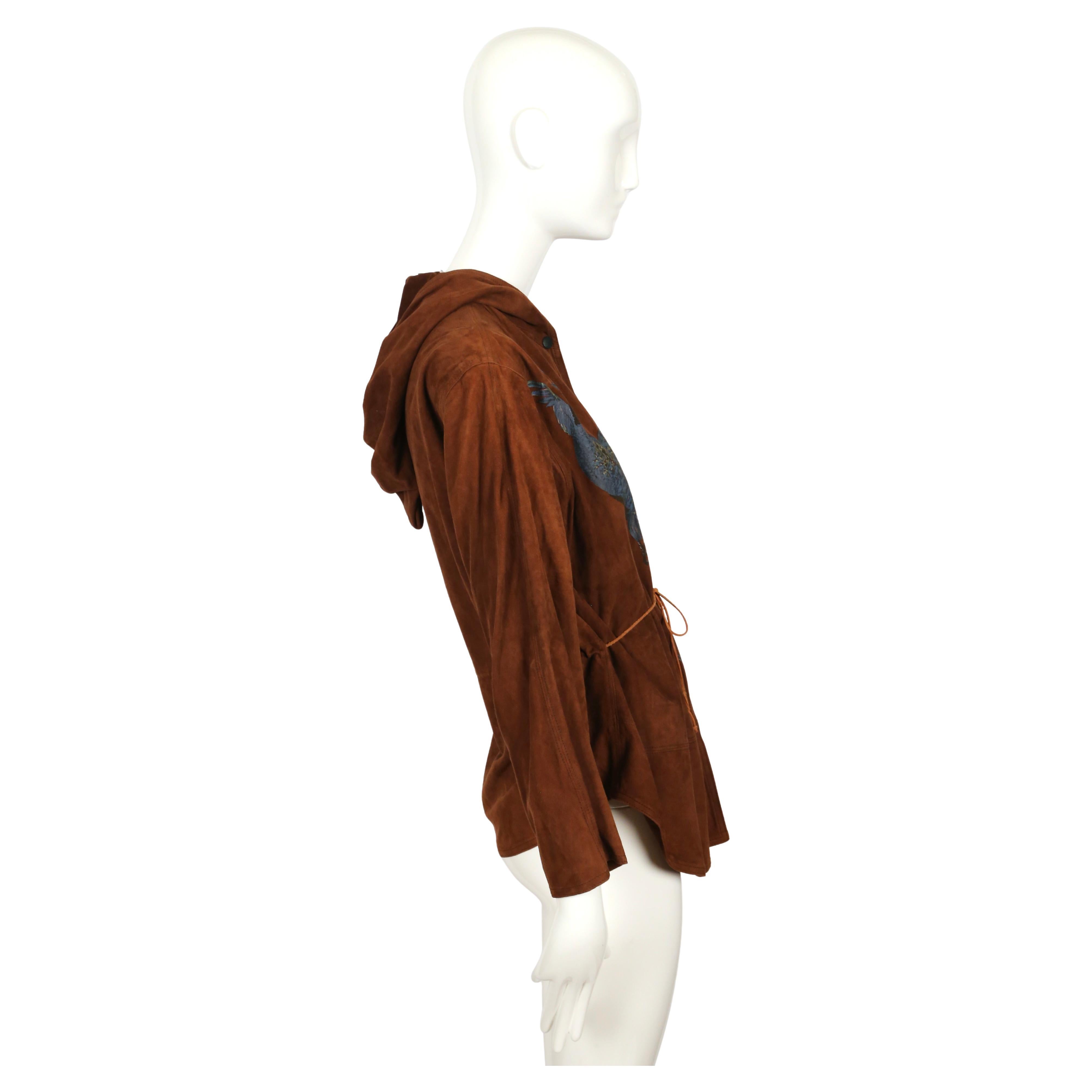 1980er J.Francois Charles Piero Panchetti Wildlederjacke mit gemaltem Fasan für Damen oder Herren im Angebot