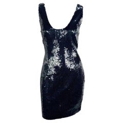Minivestido sin mangas de lentejuelas azul marino de Jil Sander de los años 80
