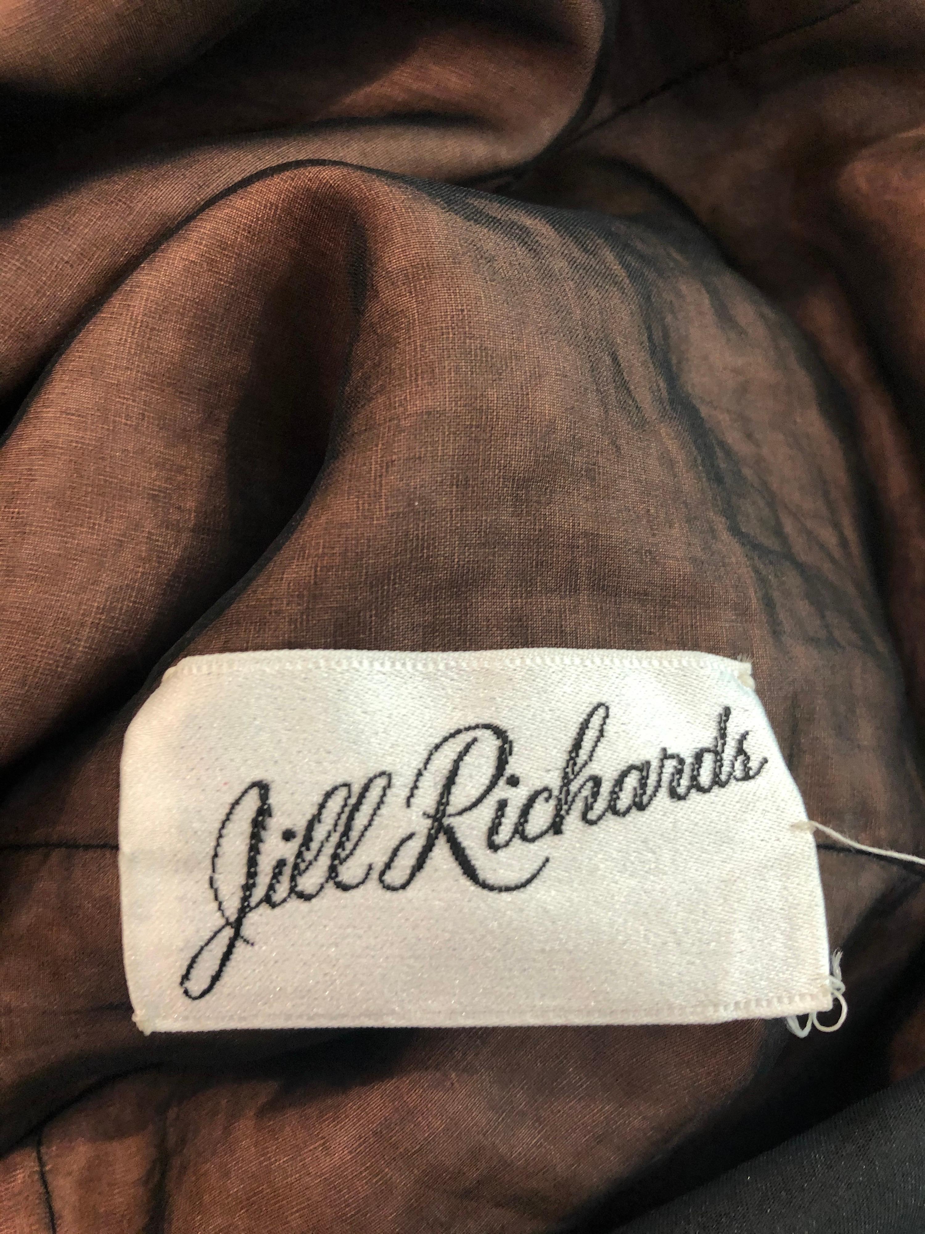 Vestido vintage de los 80 Jill Richards de gasa de seda negro + desnudo en venta 11