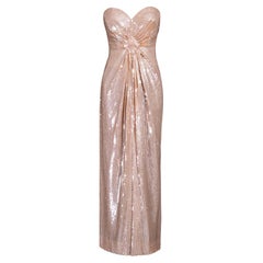 Vintage 1980's John Anthony Peach Strapless Sequin Gown