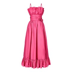 1980s John Charles Pink Taffeta Ballgown Dress