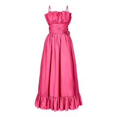 Retro 1980s John Charles Pink Taffeta Ballgown Dress