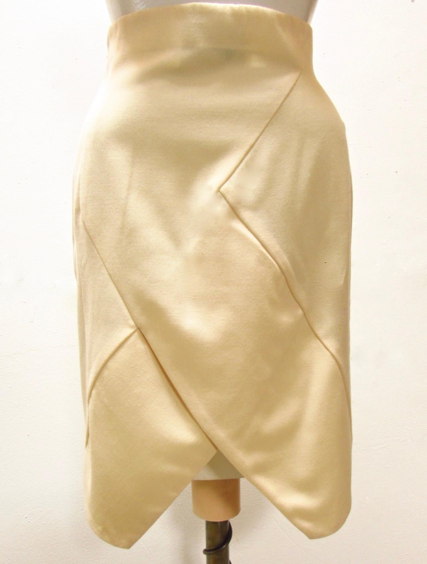 1980's John Galliano London Label Cream Pencil Skirt In New Condition In Laguna Beach, CA