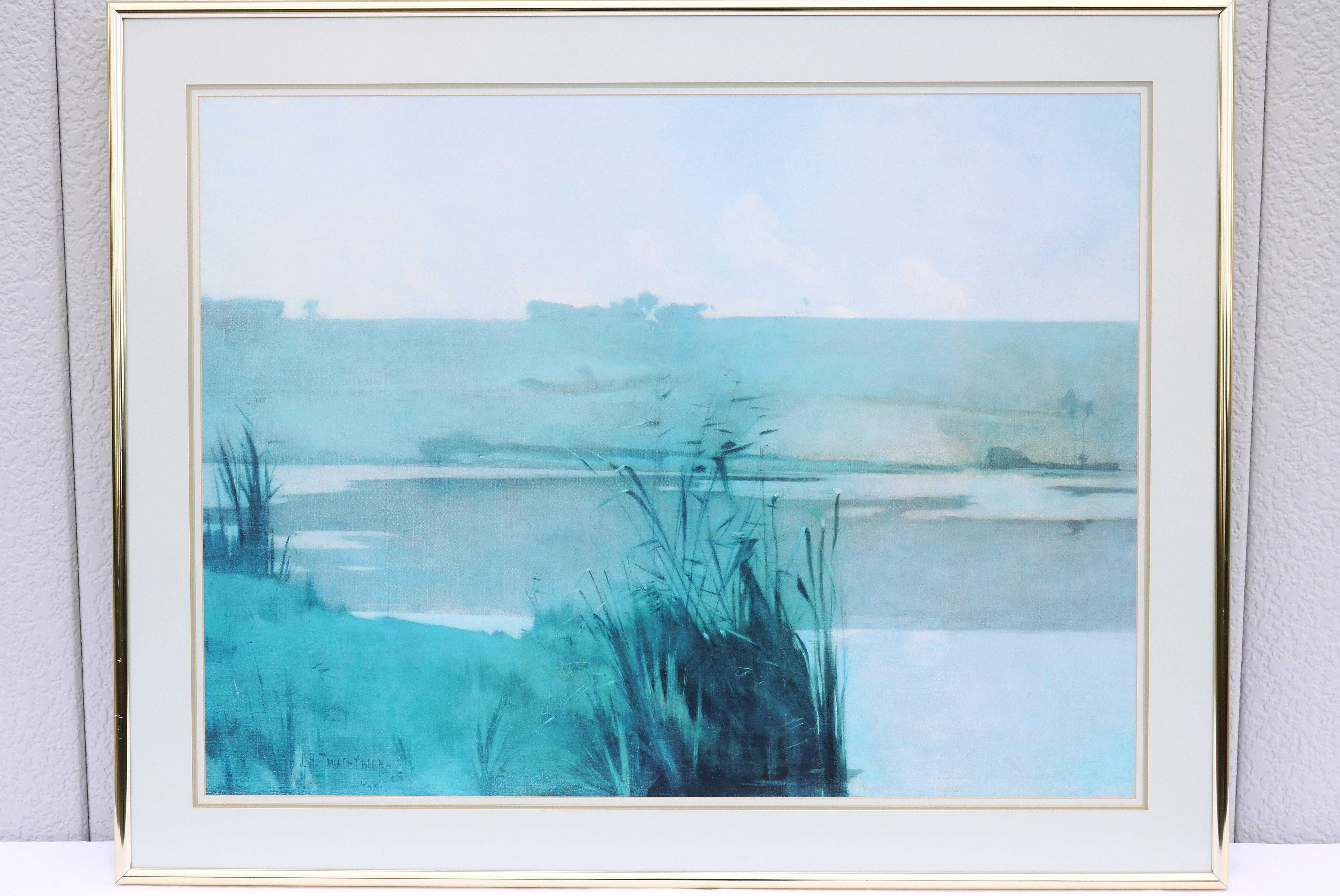 1980er John Henry Twachtman Arques-la-Bataille-Landschaft Kunstdruck, gerahmt (Amerikanische Klassik) im Angebot