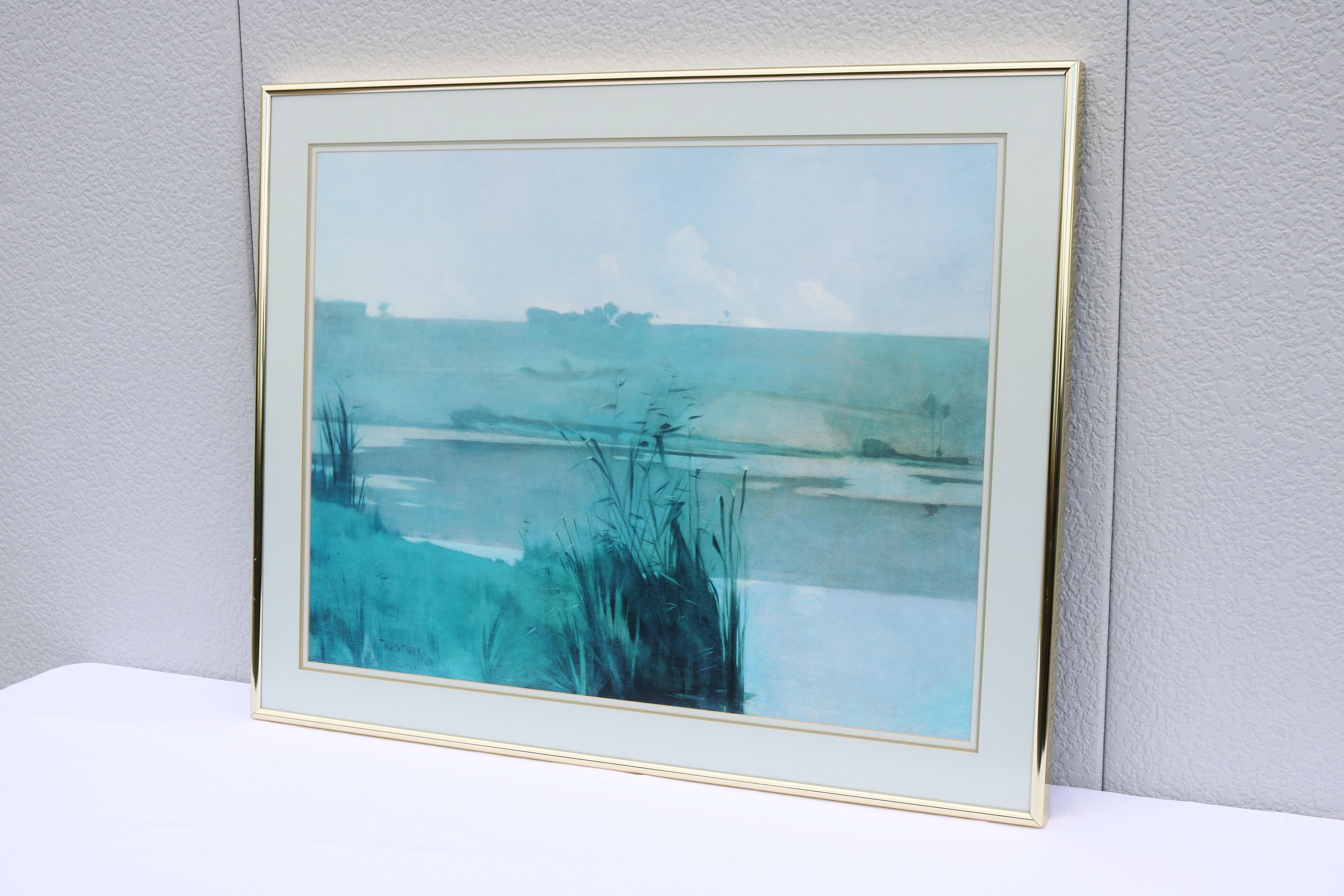1980er John Henry Twachtman Arques-la-Bataille-Landschaft Kunstdruck, gerahmt (Eloxiert) im Angebot
