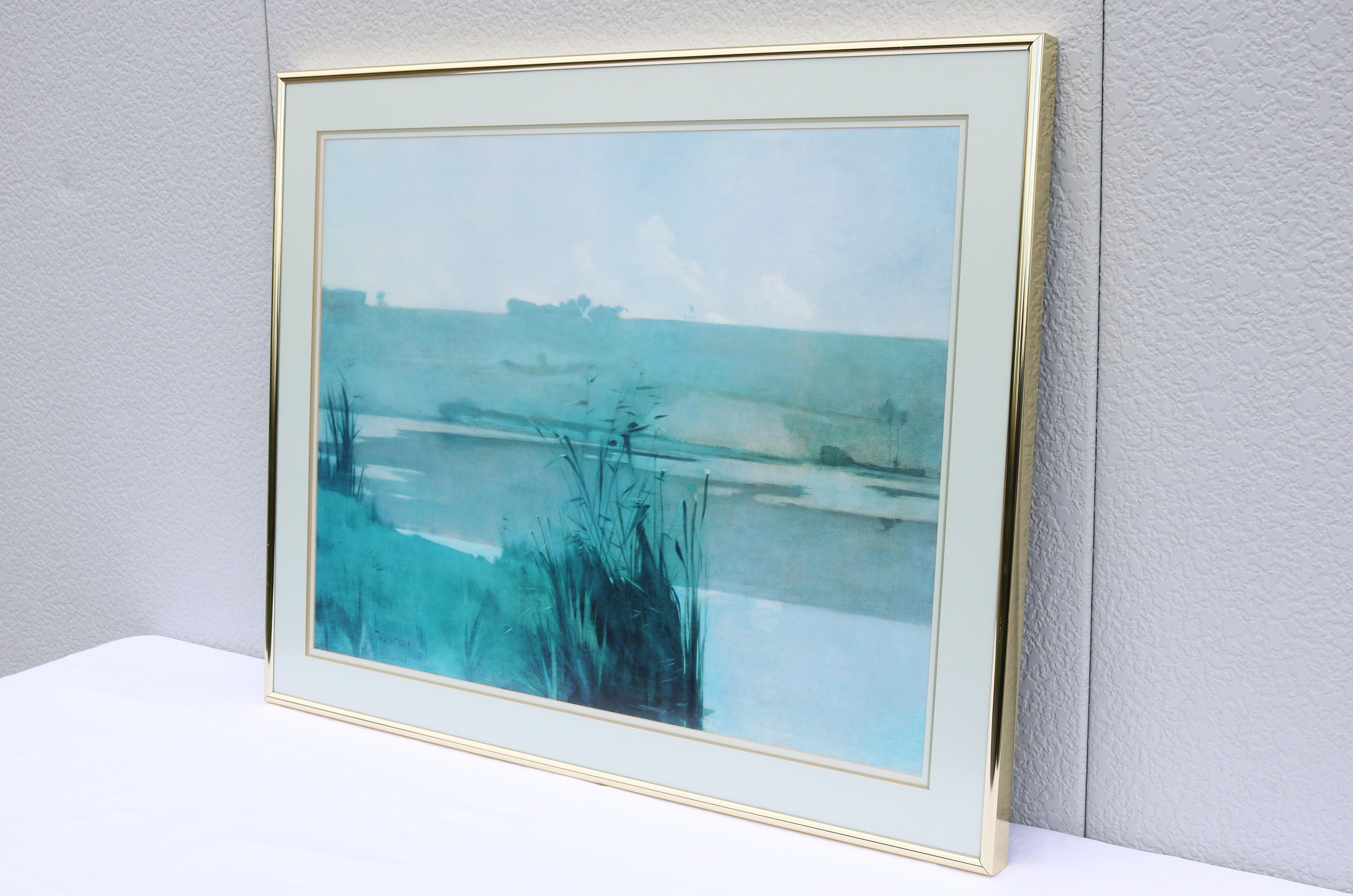 1980er John Henry Twachtman Arques-la-Bataille-Landschaft Kunstdruck, gerahmt im Zustand „Gut“ im Angebot in Secaucus, NJ