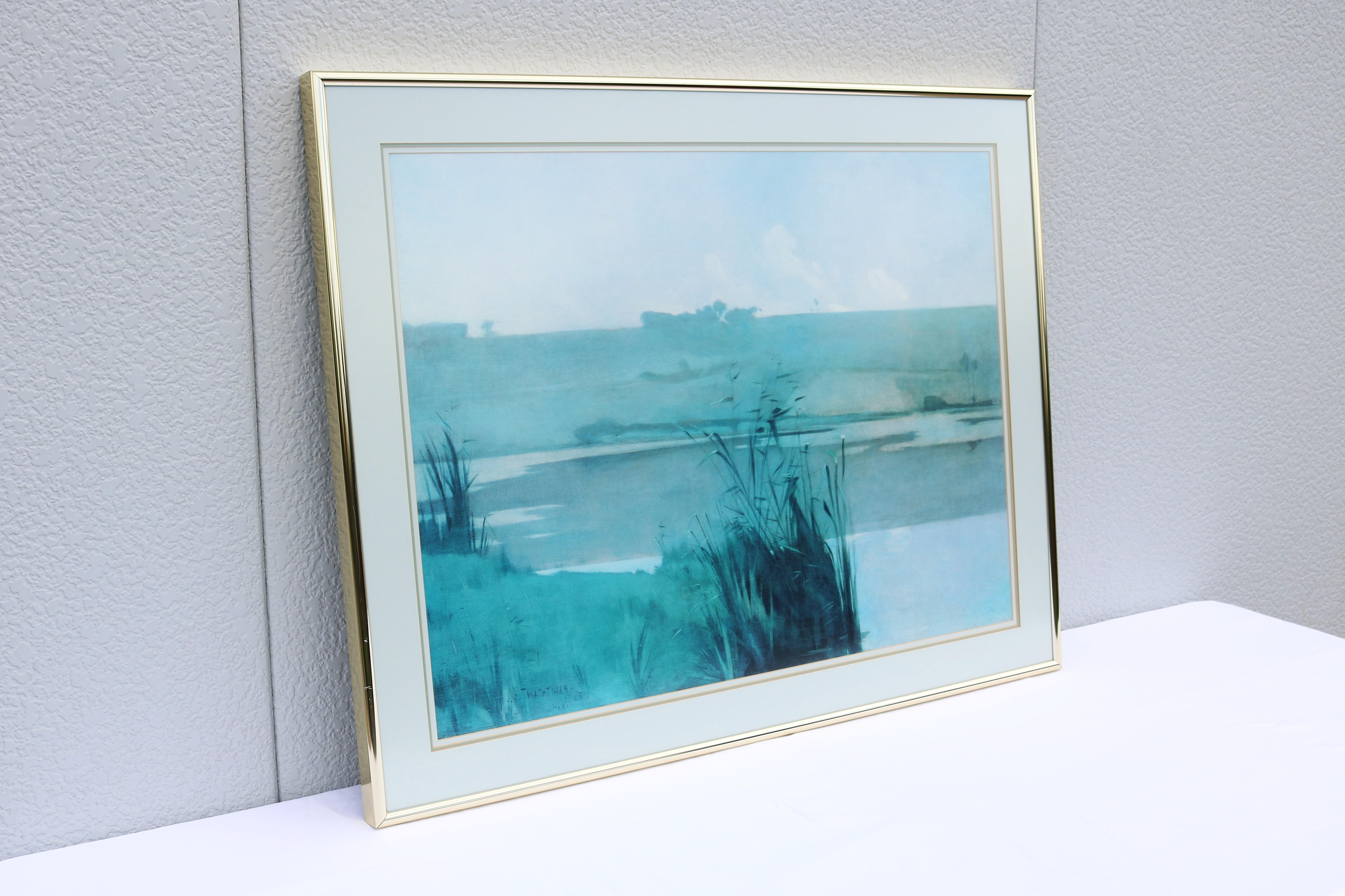 1980er John Henry Twachtman Arques-la-Bataille-Landschaft Kunstdruck, gerahmt im Angebot 1