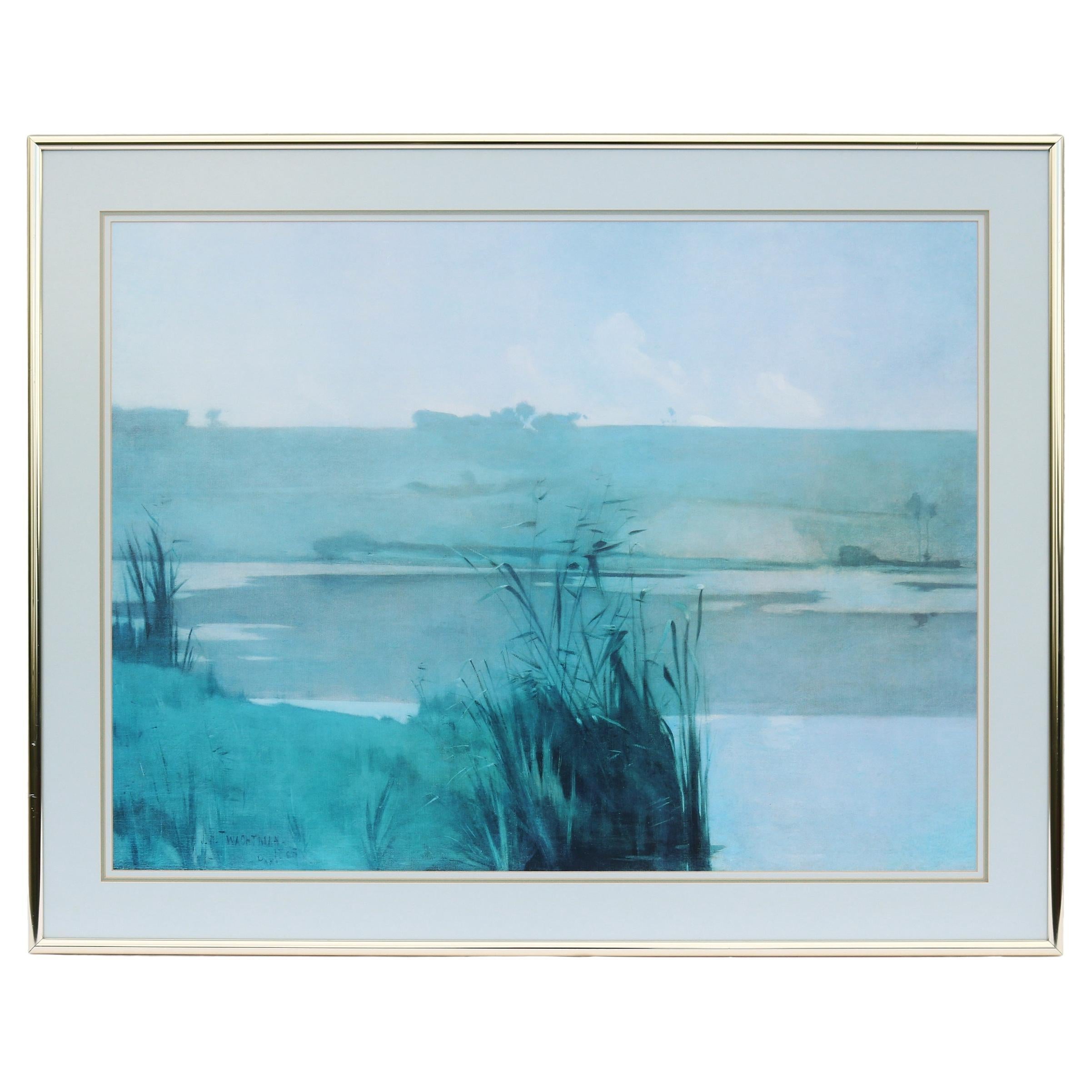 1980er John Henry Twachtman Arques-la-Bataille-Landschaft Kunstdruck, gerahmt im Angebot