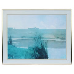 1980er John Henry Twachtman Arques-la-Bataille-Landschaft Kunstdruck, gerahmt