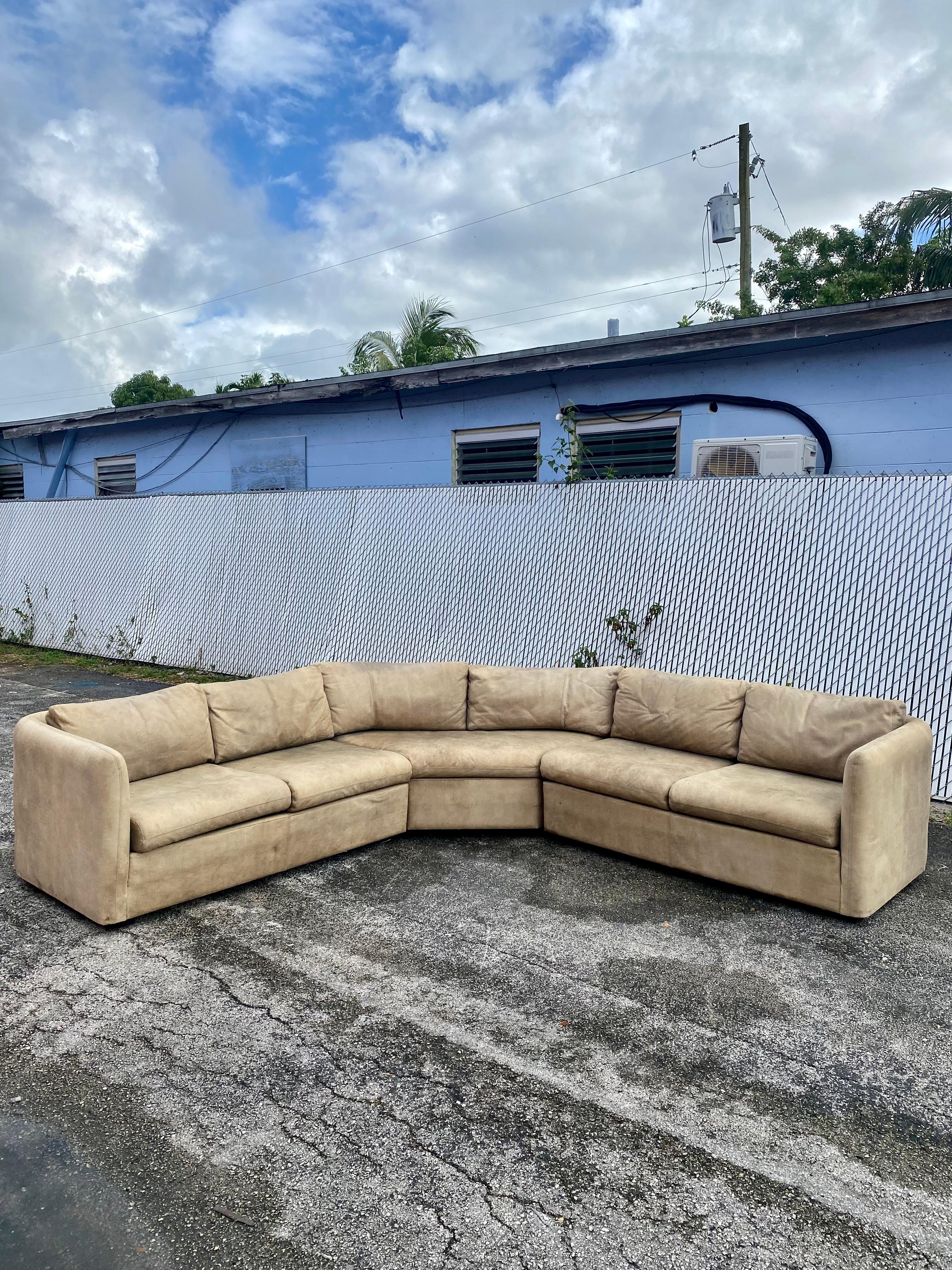 On offer on this occasion is one of the most stunning, distressed leather, lizard or snake print sectional you could hope to find. This is an ultra-rare opportunity to acquire what is, unequivocally, the best of the best, it being a most spectacular