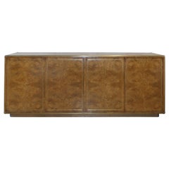 1980s John Stuart Olive Burl Wood and Brass Buffet Credenza