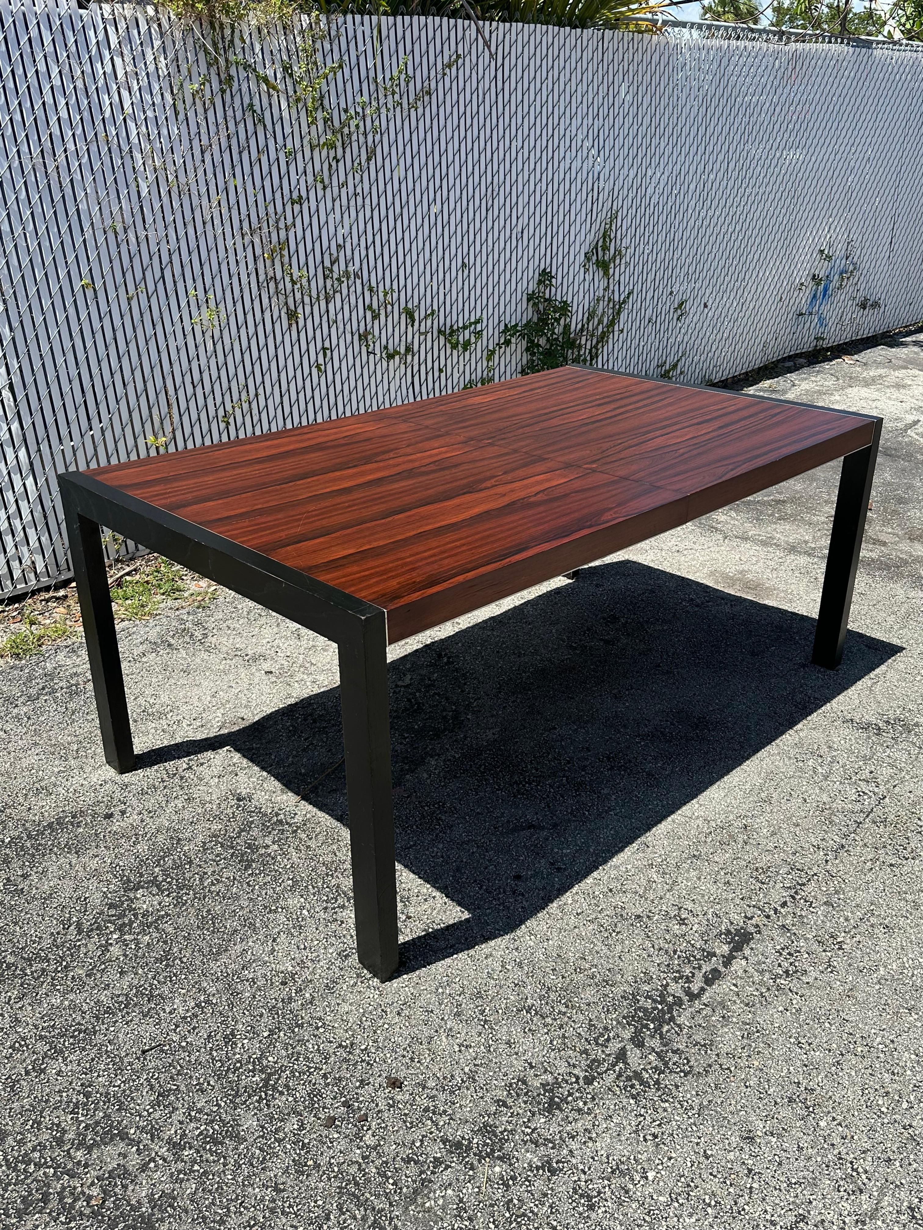 1980s John Stuart Rosewood Crome Extended Dining Table For Sale 3