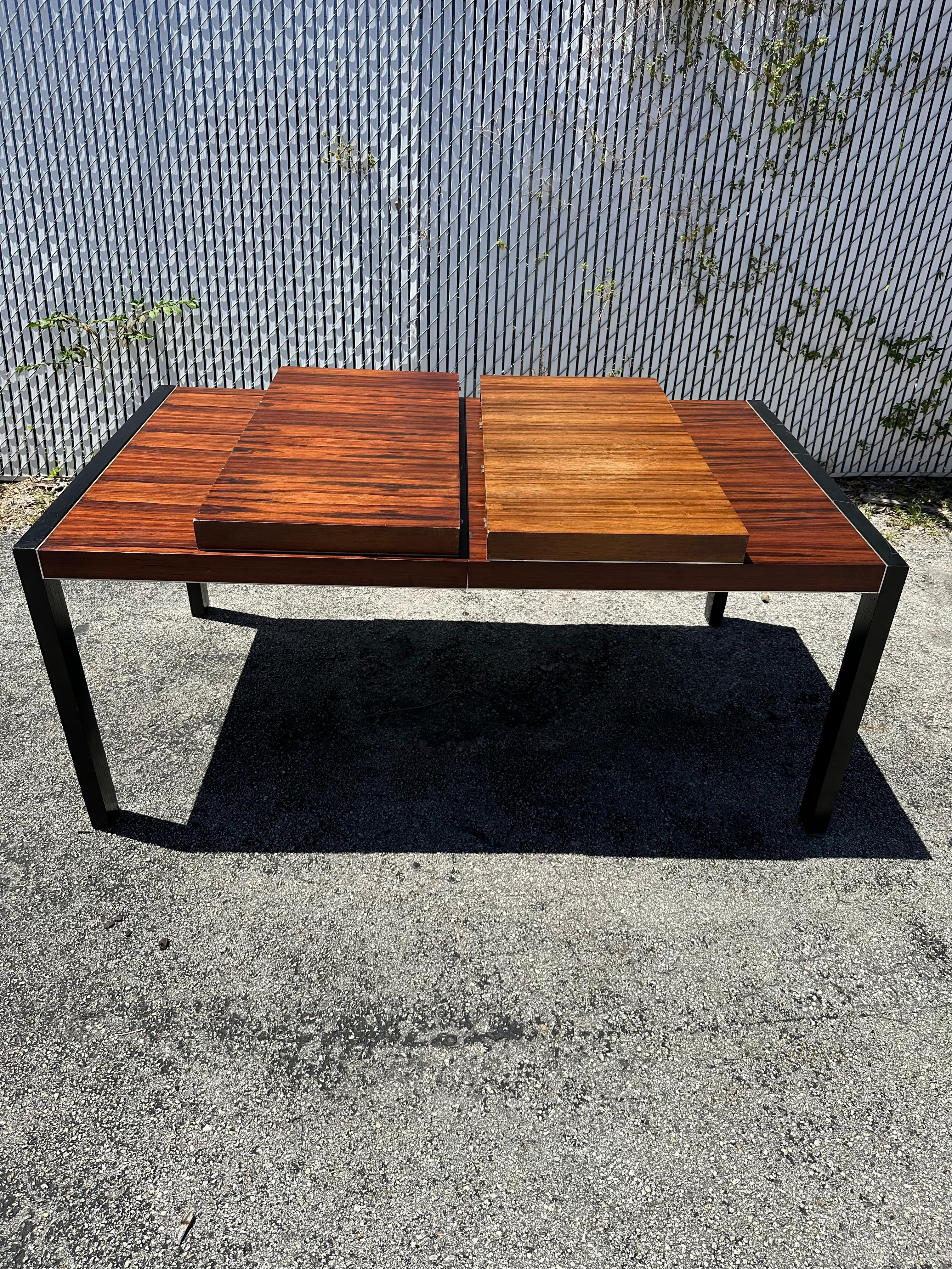 1980s John Stuart Rosewood Crome Extended Dining Table For Sale 4