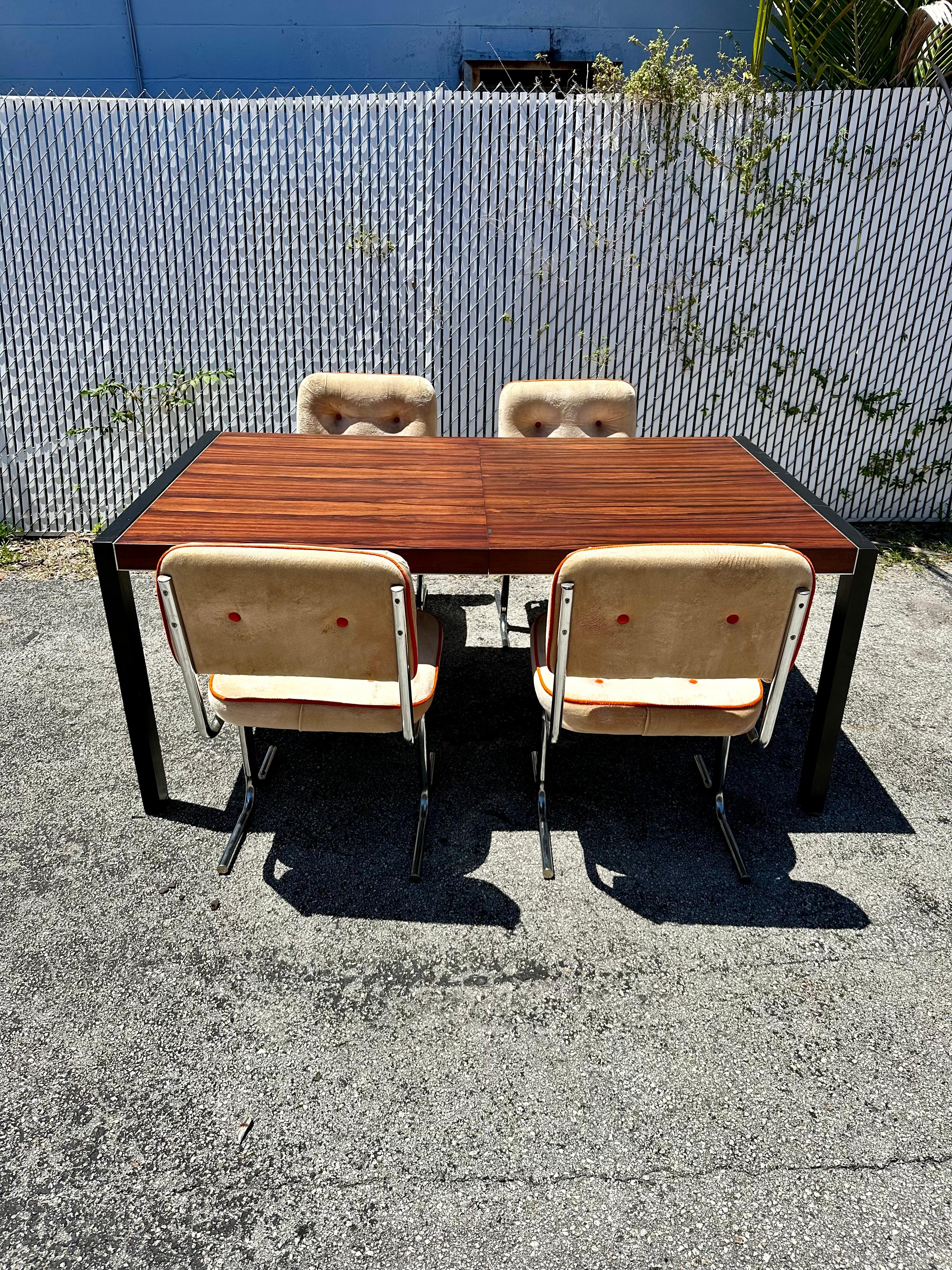 1980s John Stuart Rosewood Crome Extended Dining Table For Sale 6