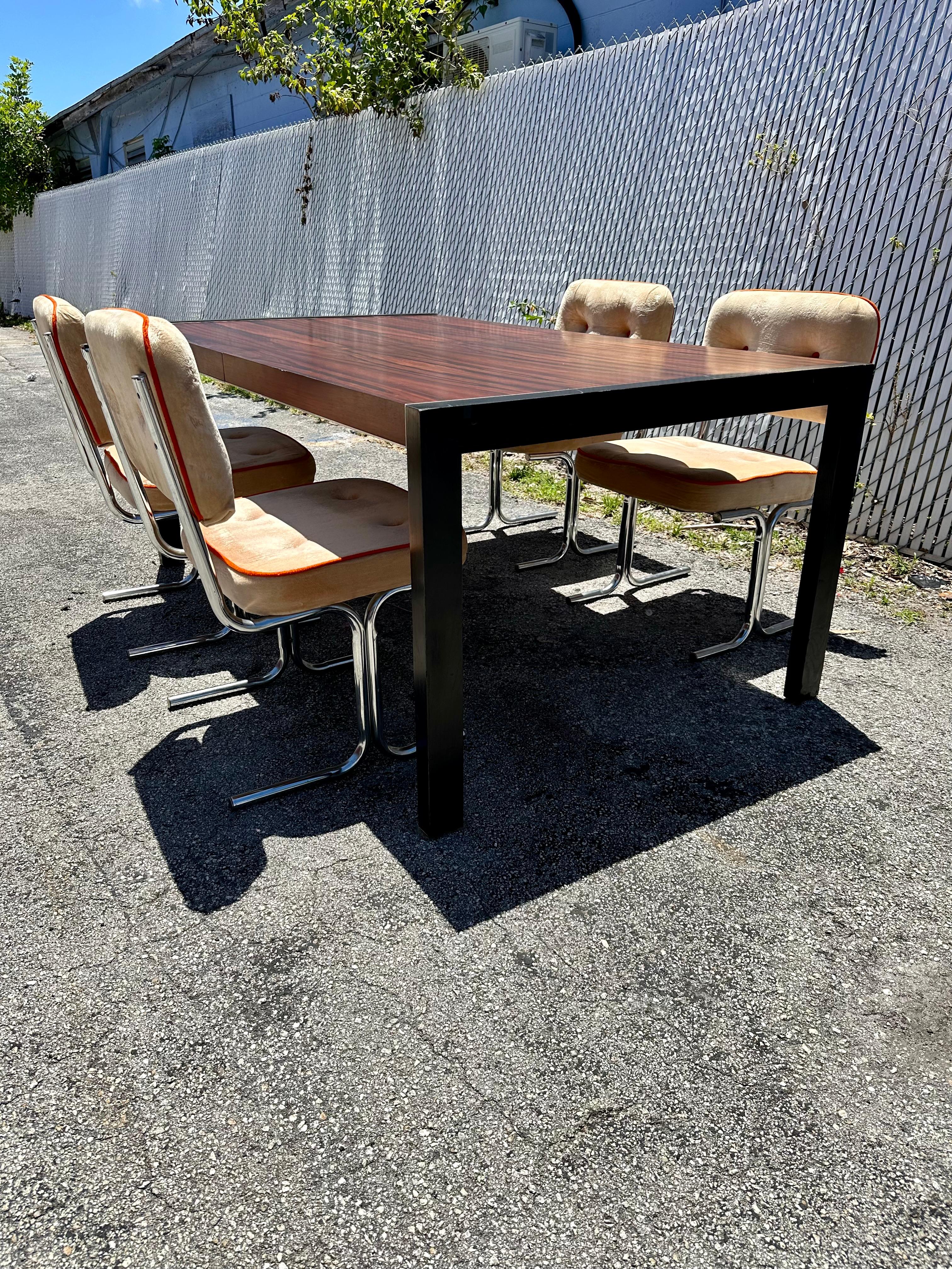 1980s John Stuart Rosewood Crome Extended Dining Table For Sale 7