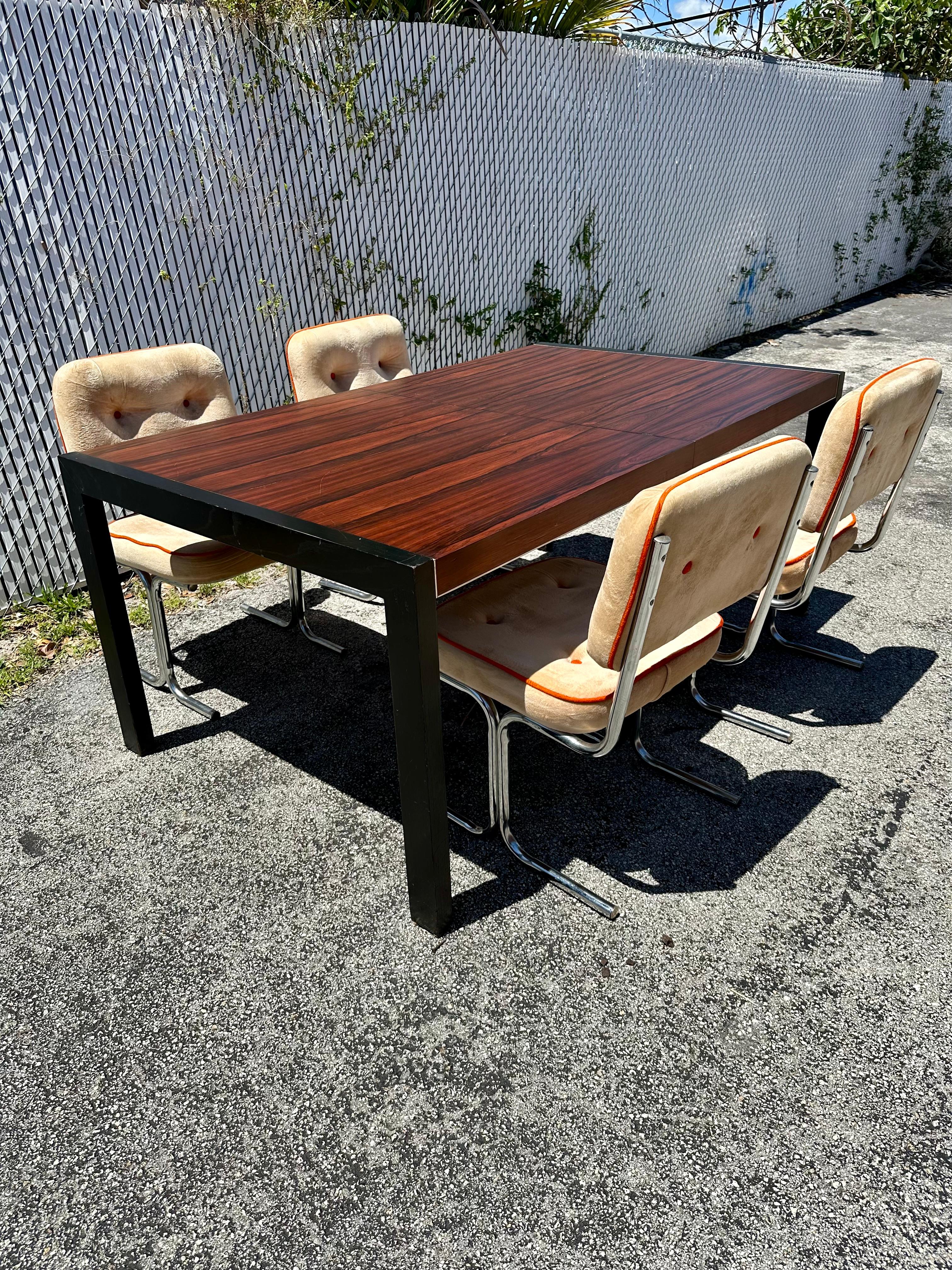 1980s John Stuart Rosewood Crome Extended Dining Table For Sale 8