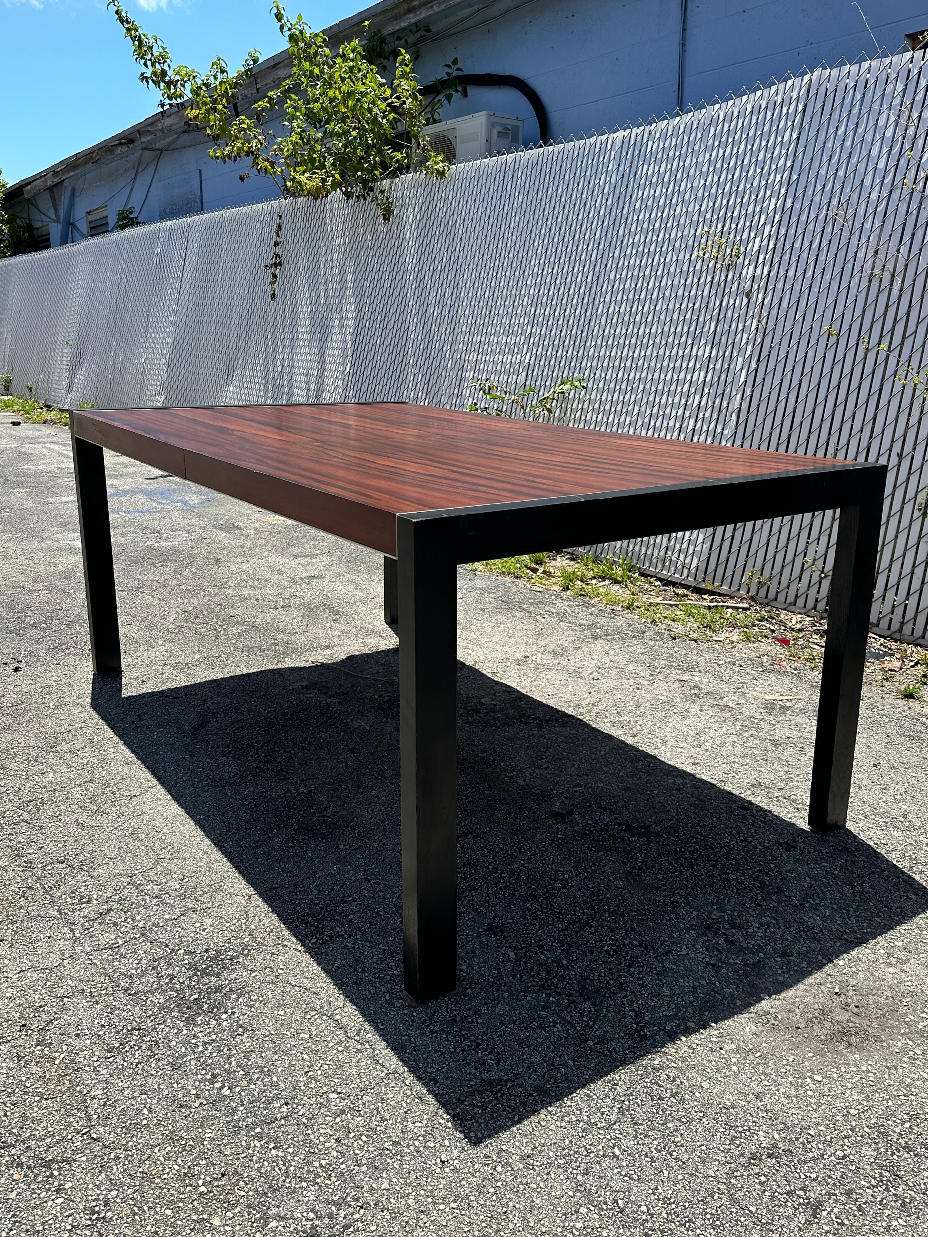 1980s John Stuart Rosewood Crome Extended Dining Table In Good Condition For Sale In Fort Lauderdale, FL