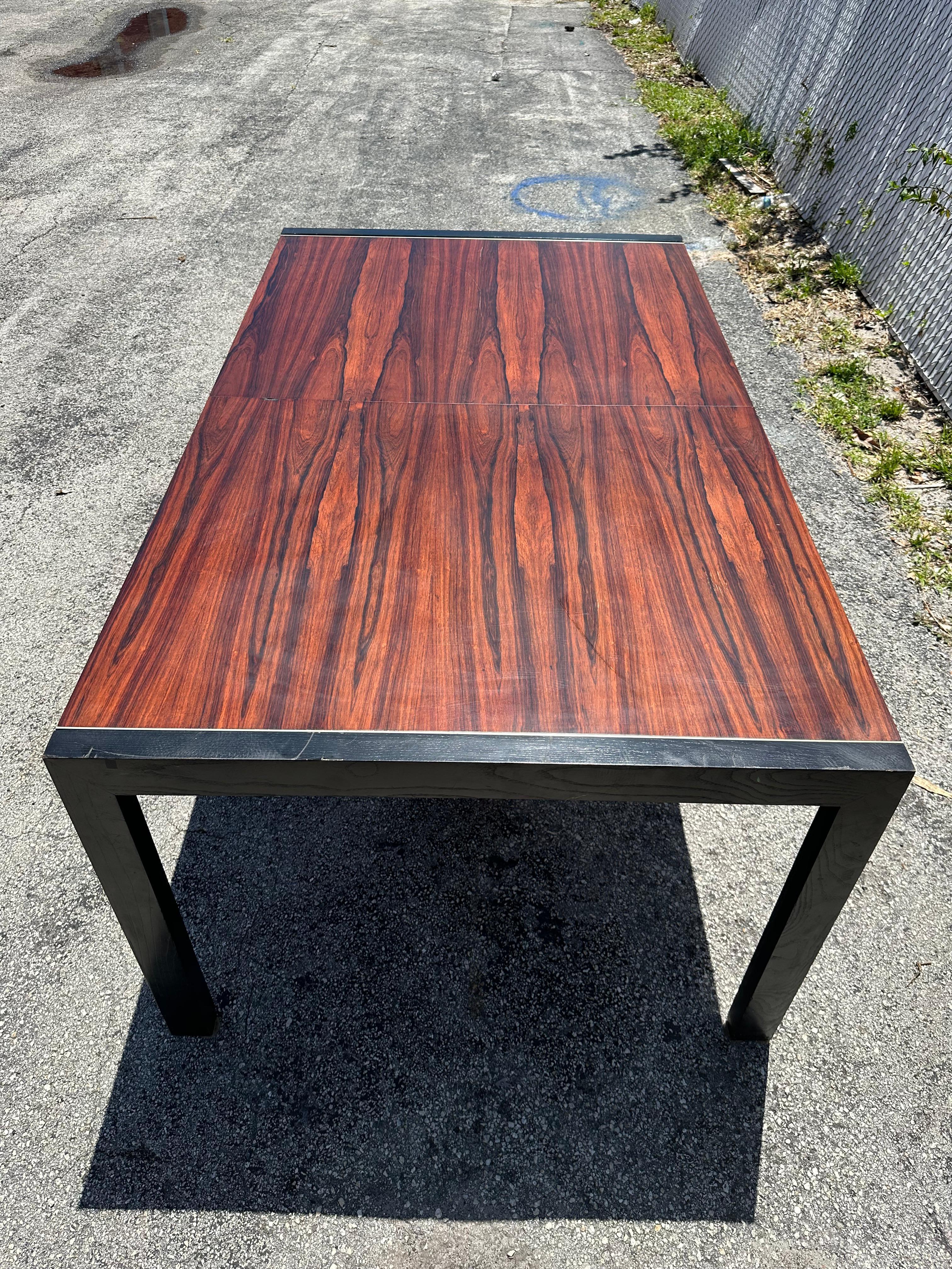 Chrome 1980s John Stuart Rosewood Crome Extended Dining Table For Sale