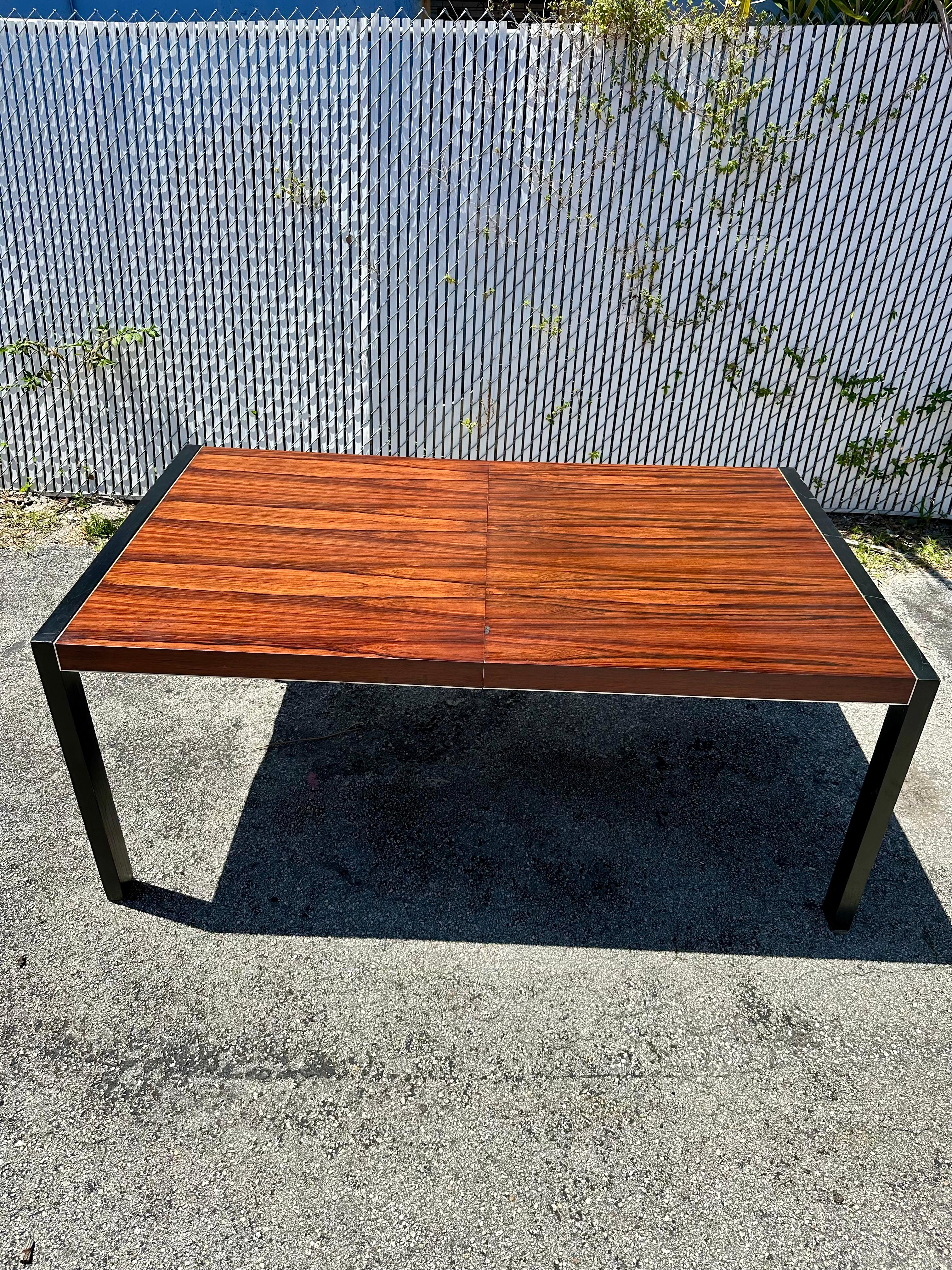 1980s John Stuart Rosewood Crome Extended Dining Table For Sale 1