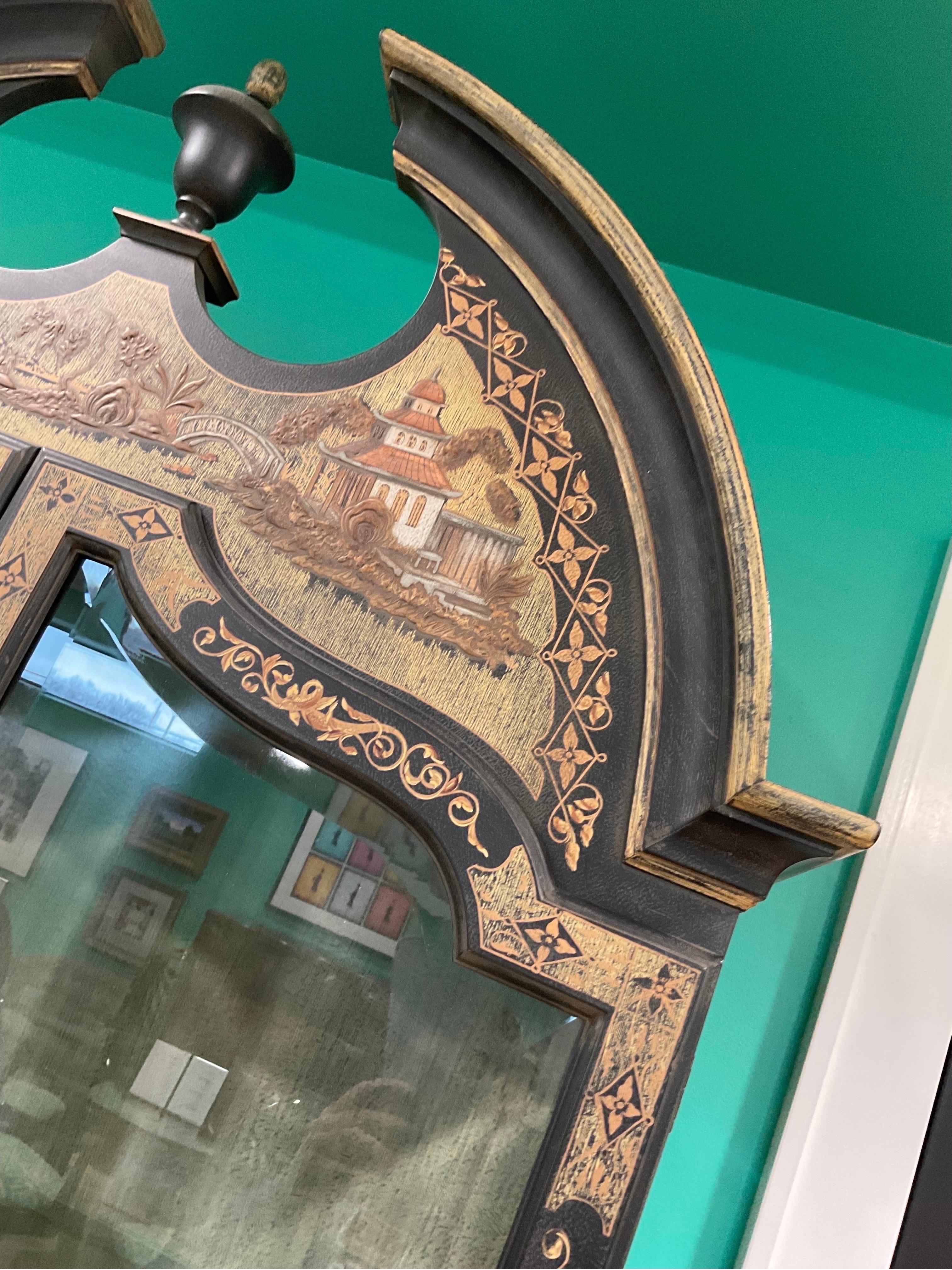 Hand-Painted 1980s John Widdicomb Chinoiserie Display Case