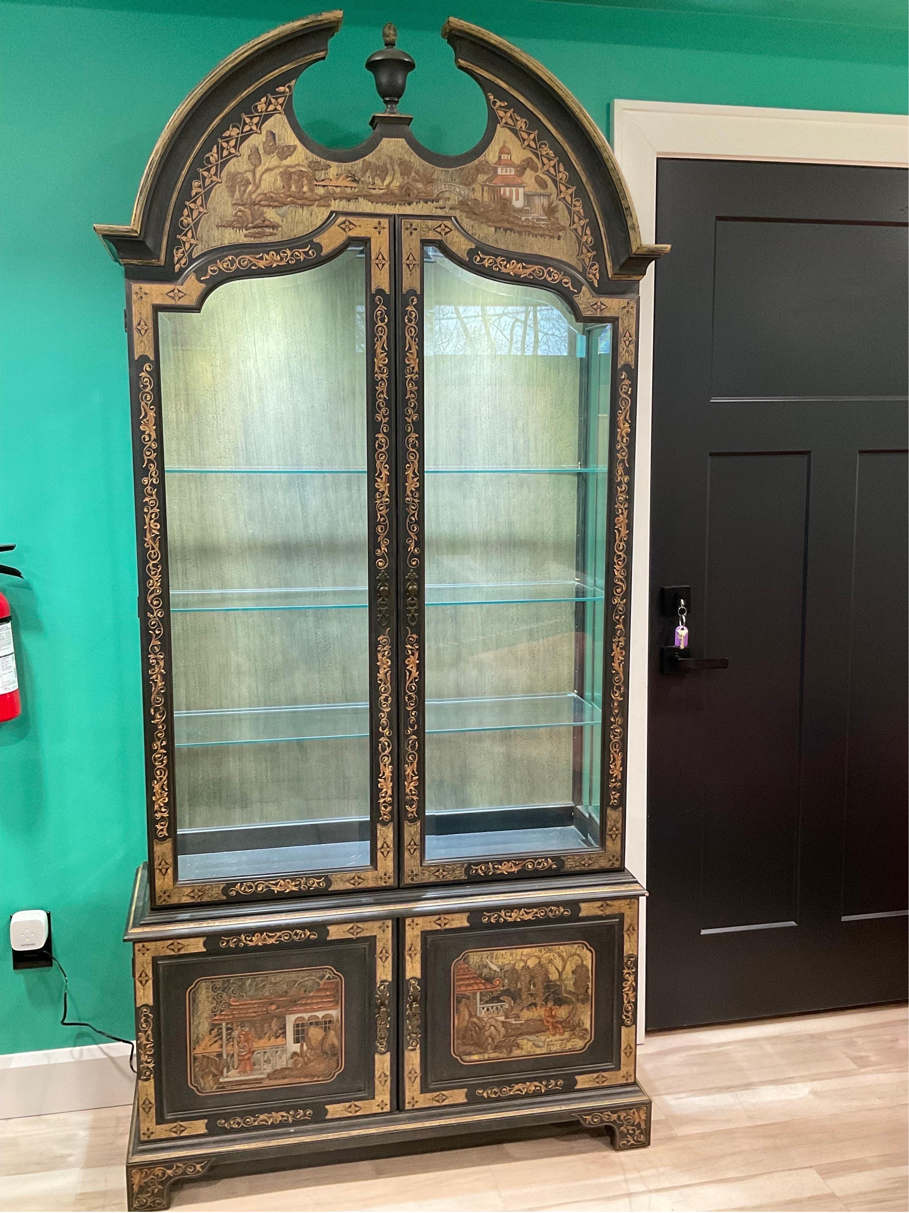 Wood 1980s John Widdicomb Chinoiserie Display Case