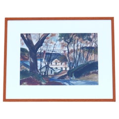 1980s Joseph Barber Signed Pastel and Watercolor Landscape Painting, Framed