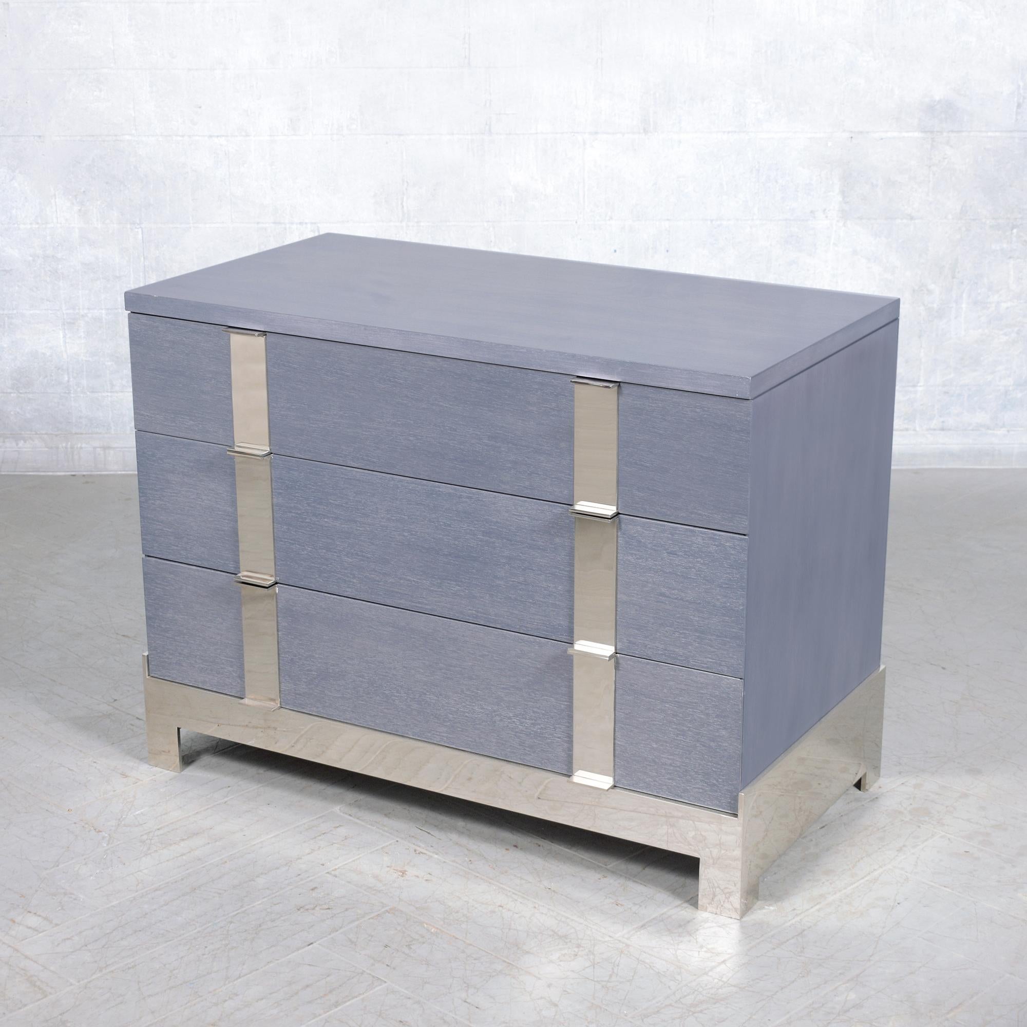 1980s Joseph Jeup Modern Chests of Drawers in Custom Blue-Grey In Good Condition For Sale In Los Angeles, CA
