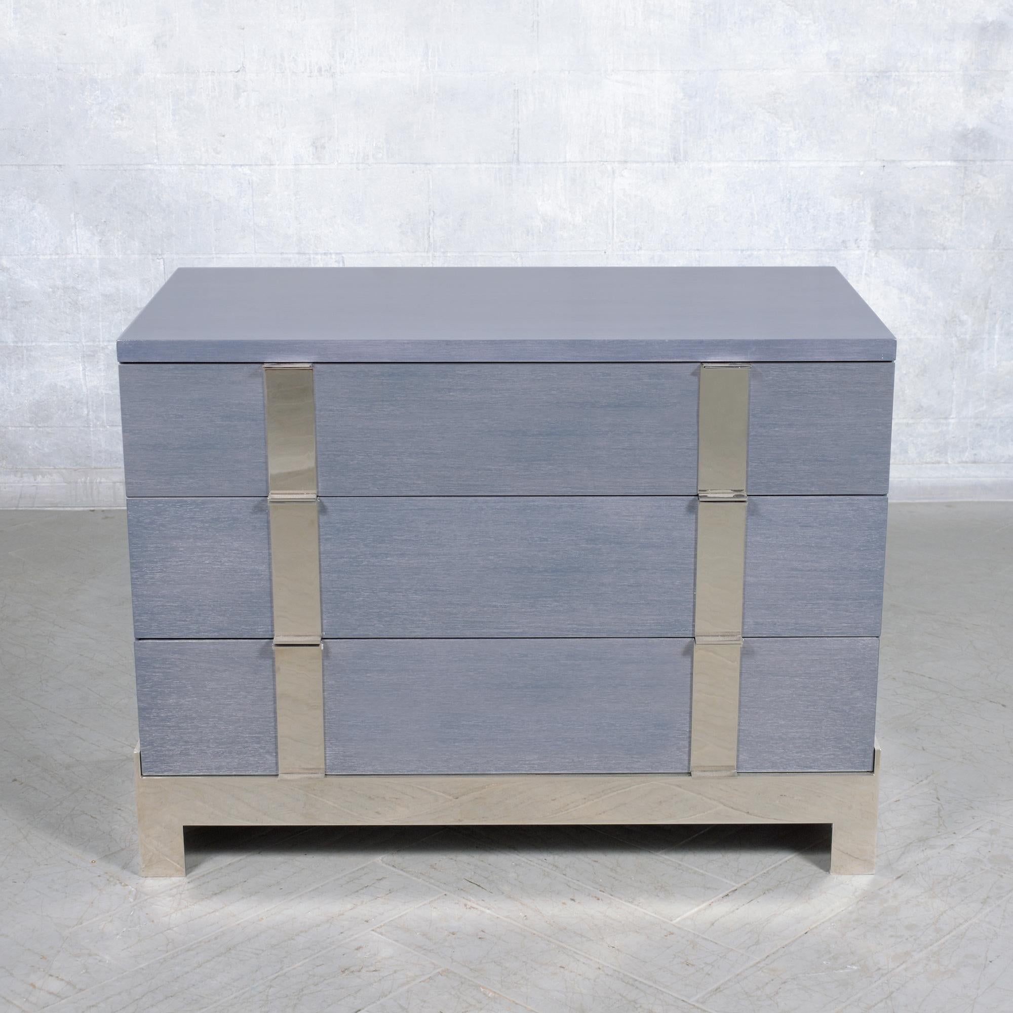 Step into the distinctive style of the 1980s with our superb single modern Joseph Jeup chests of drawers, This piece is crafted with precision from solid wood. Our team of expert craftsmen has undergone complete restoration and refinishing of this