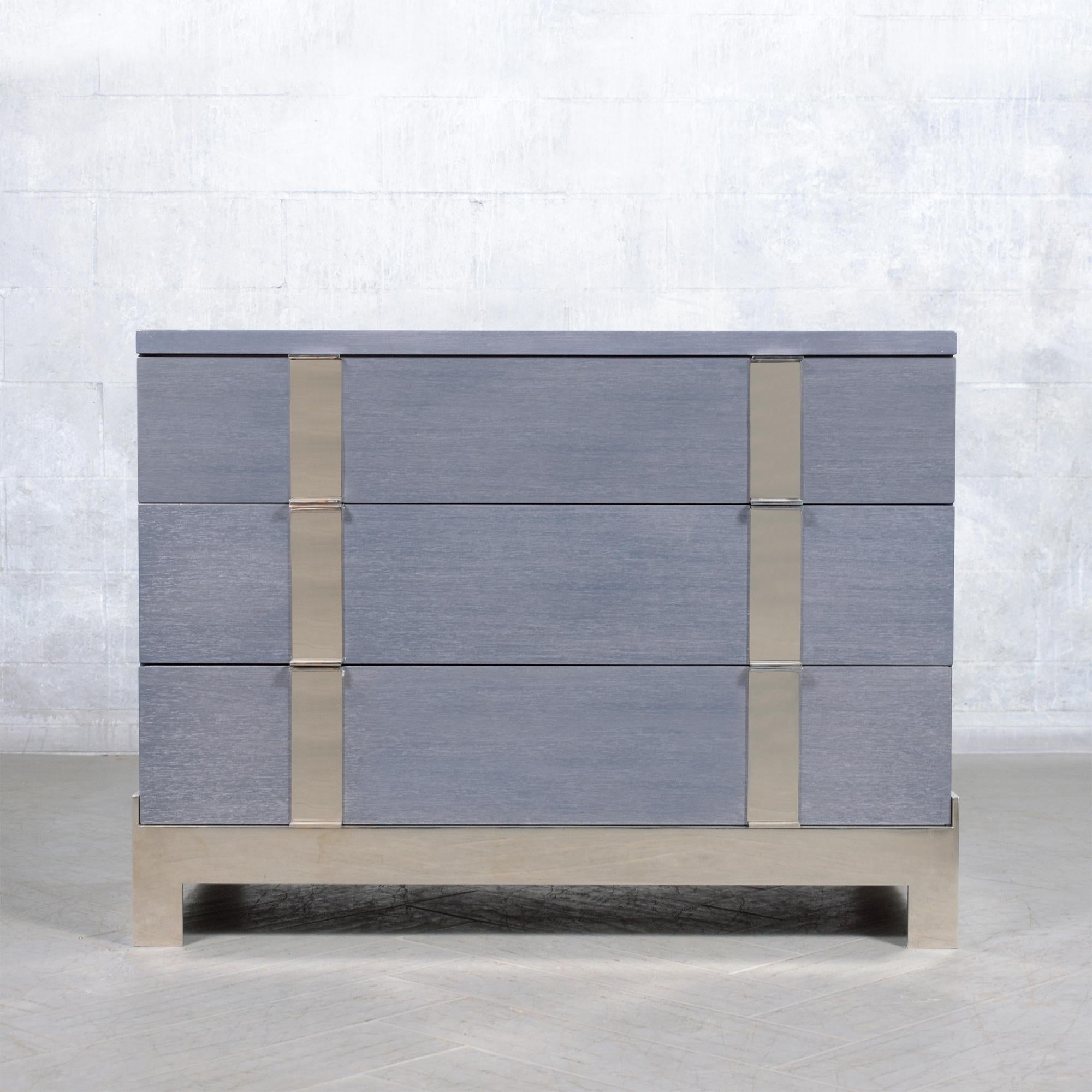 Mid-Century Modern 1980s Joseph Jeup Modern Chests of Drawers in Custom Blue-Grey For Sale