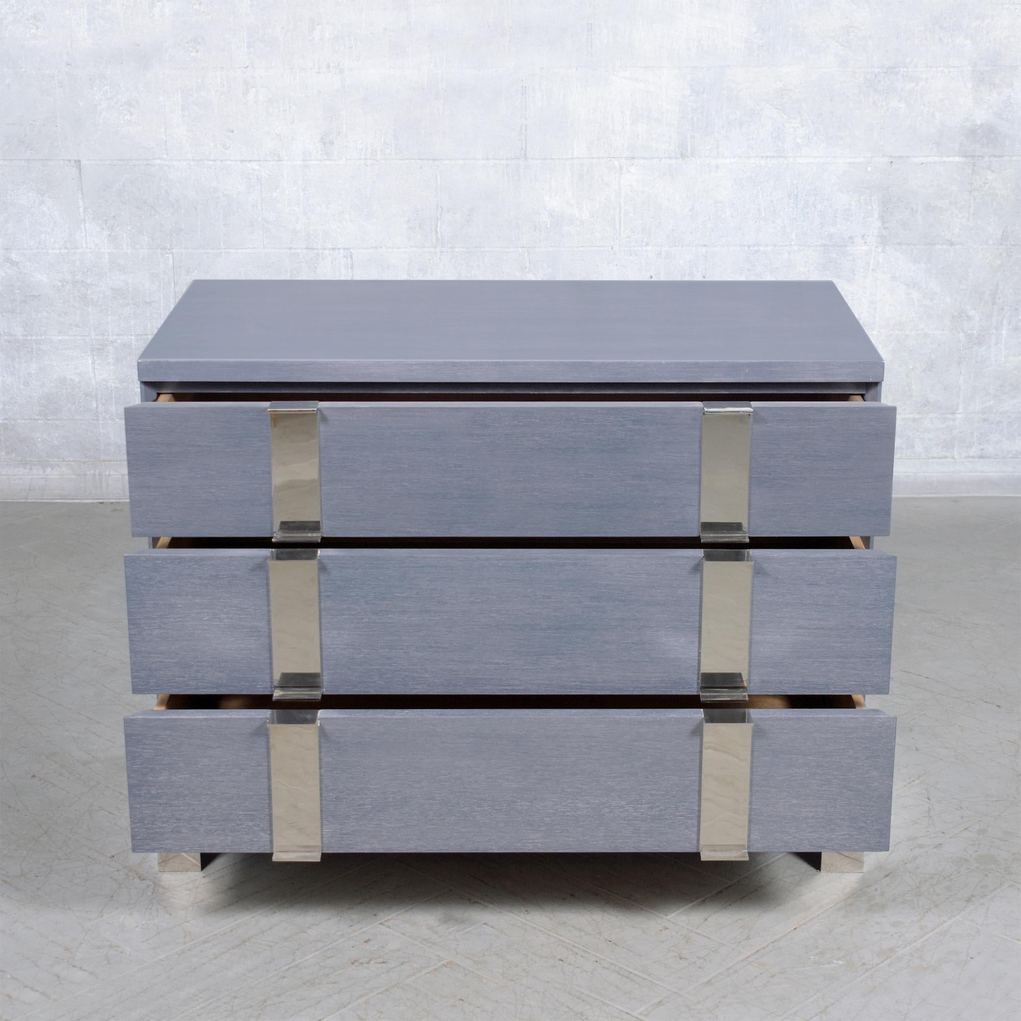 American 1980s Joseph Jeup Modern Chests of Drawers in Custom Blue-Grey For Sale