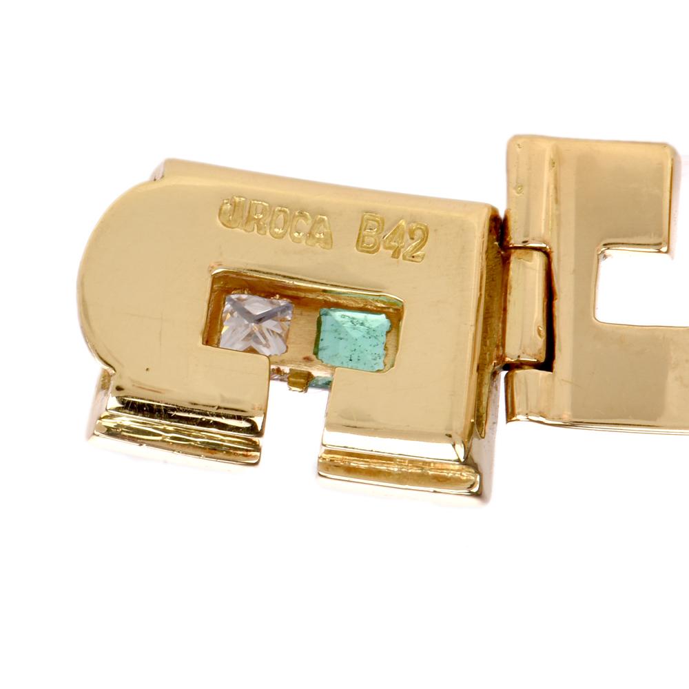 JROCA High Polish Emerald Diamond 18 Karat Gold Unisex Bracelet 4