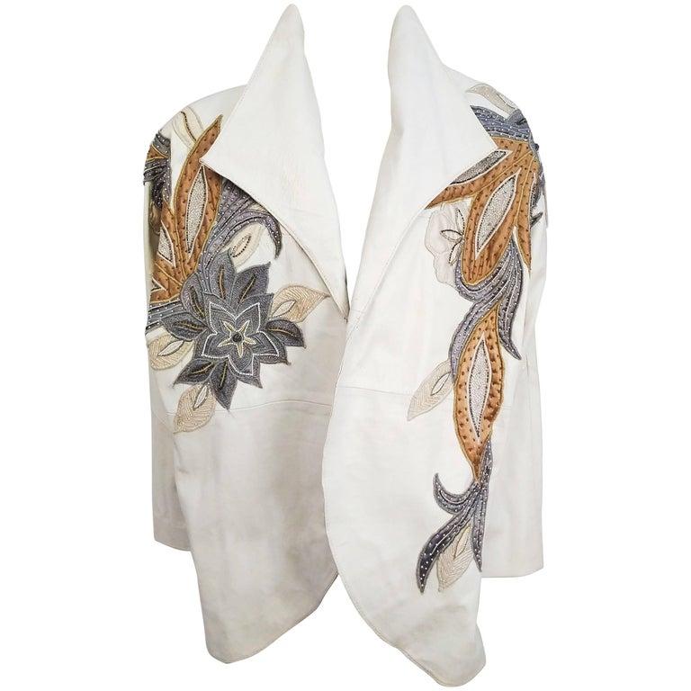 Women's 1980s Judith Ann White Leather Jacket For Sale
