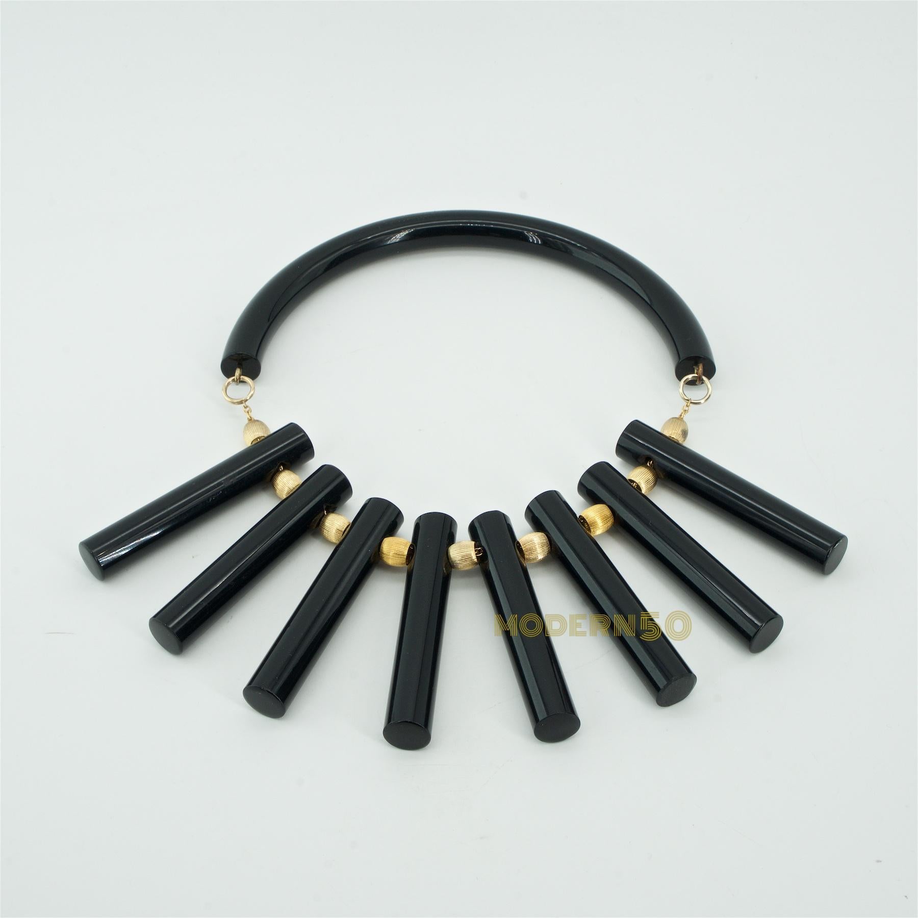 Late 20th Century 1980s Judith Hendler Beverly Hills Black Lucite Haute Couture Goddess Necklace