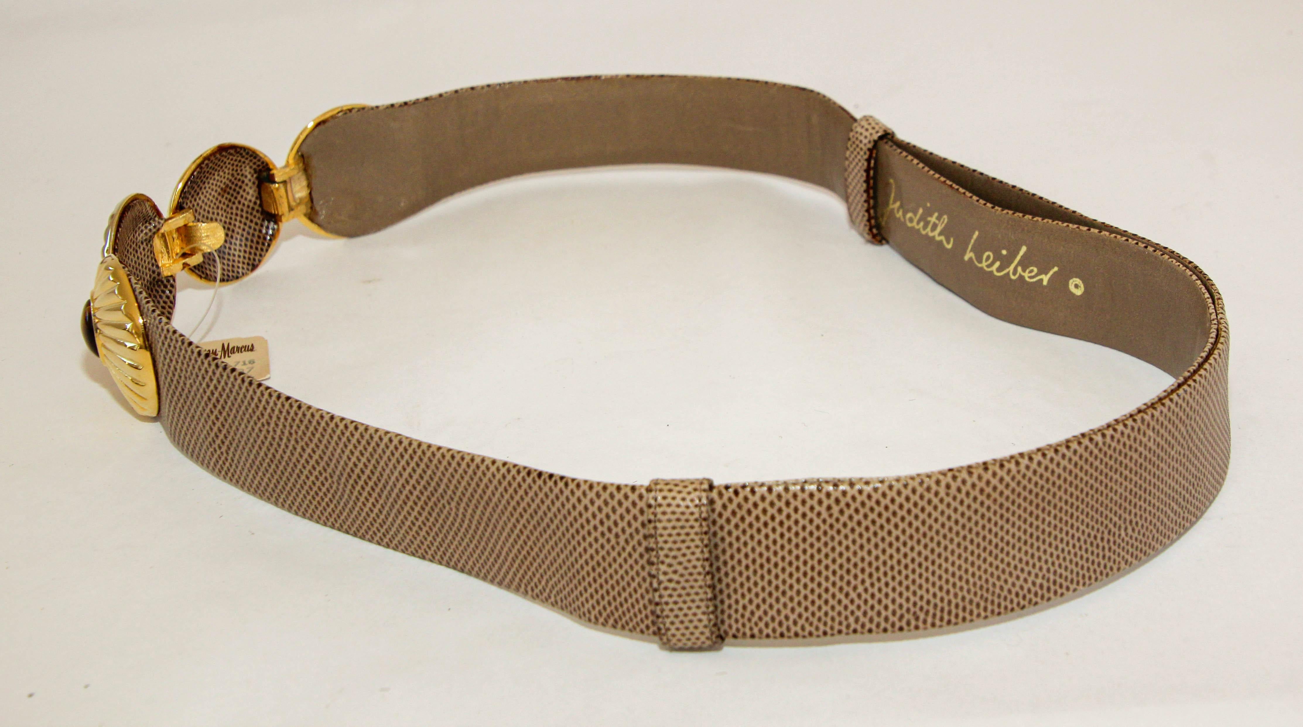 1980s Judith Leiber Beige and Gold Belt with Semi Precious Stones For Sale 8