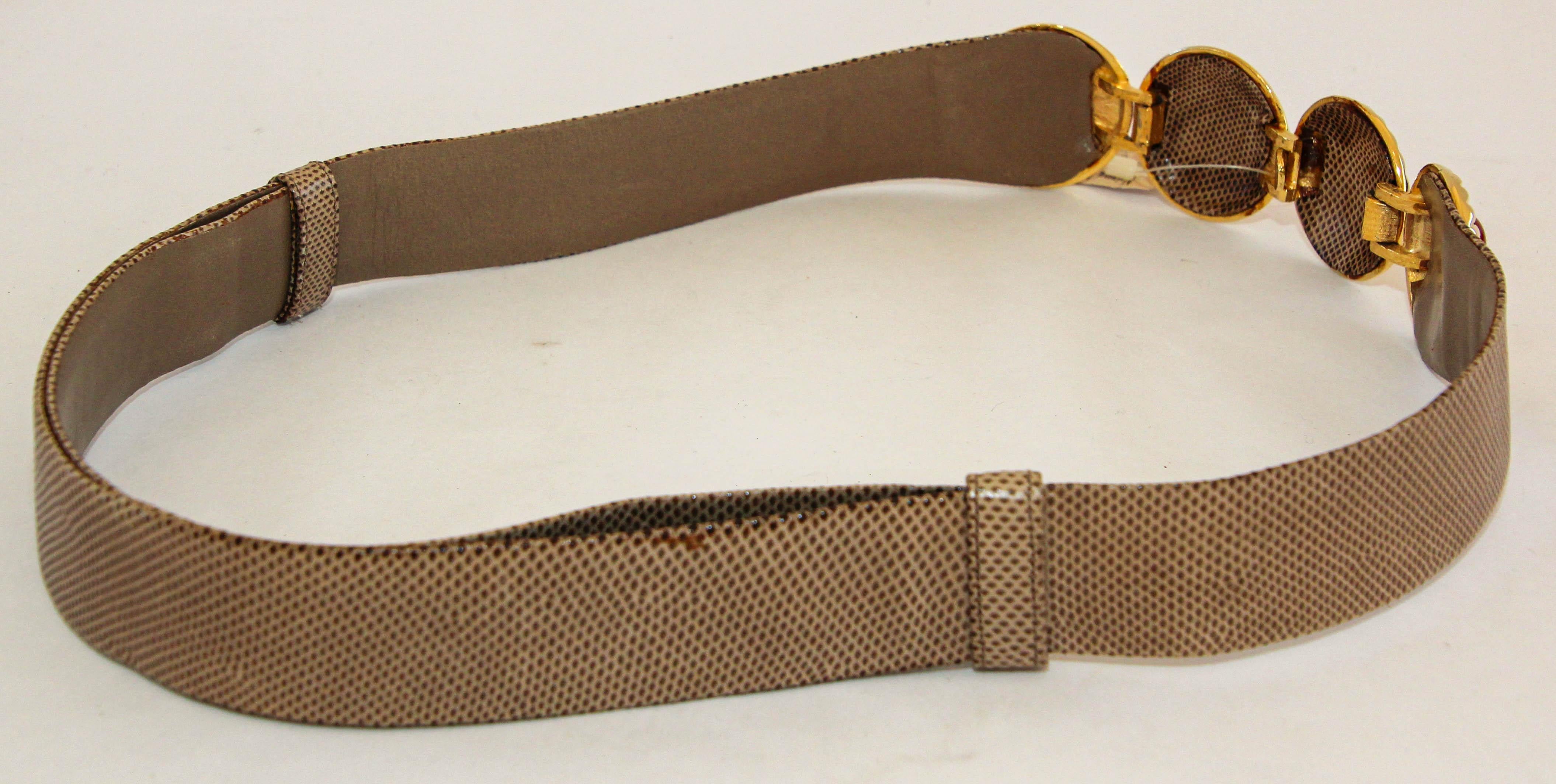 1980s Judith Leiber Beige and Gold Belt with Semi Precious Stones For Sale 9