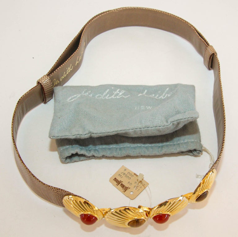1980s Judith Leiber Beige and Gold Belt with Semi Precious  display picture 2