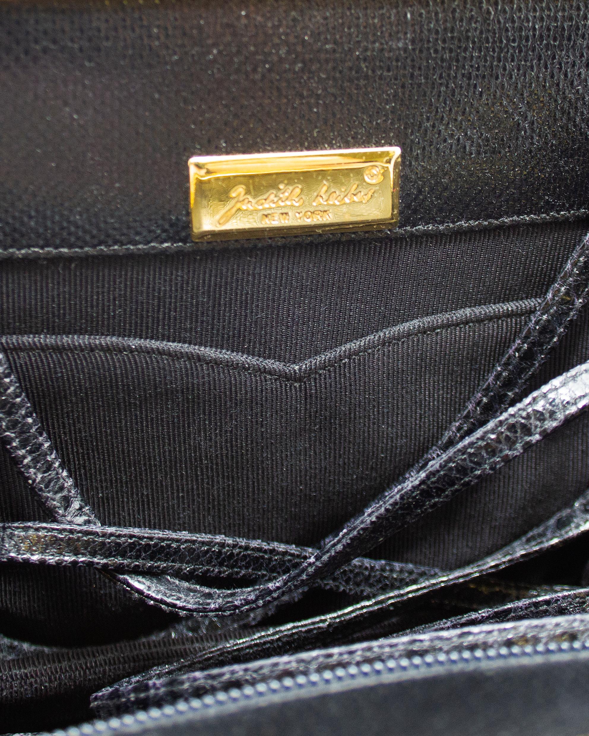 1980s Judith Leiber Black and Gold Evening Clutch For Sale 1