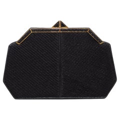 1980er Judith Leiber Schwarze und goldene Abend Clutch