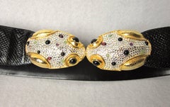 Judith Leiber Belt Encrusted Double Frog Expandable 1980s