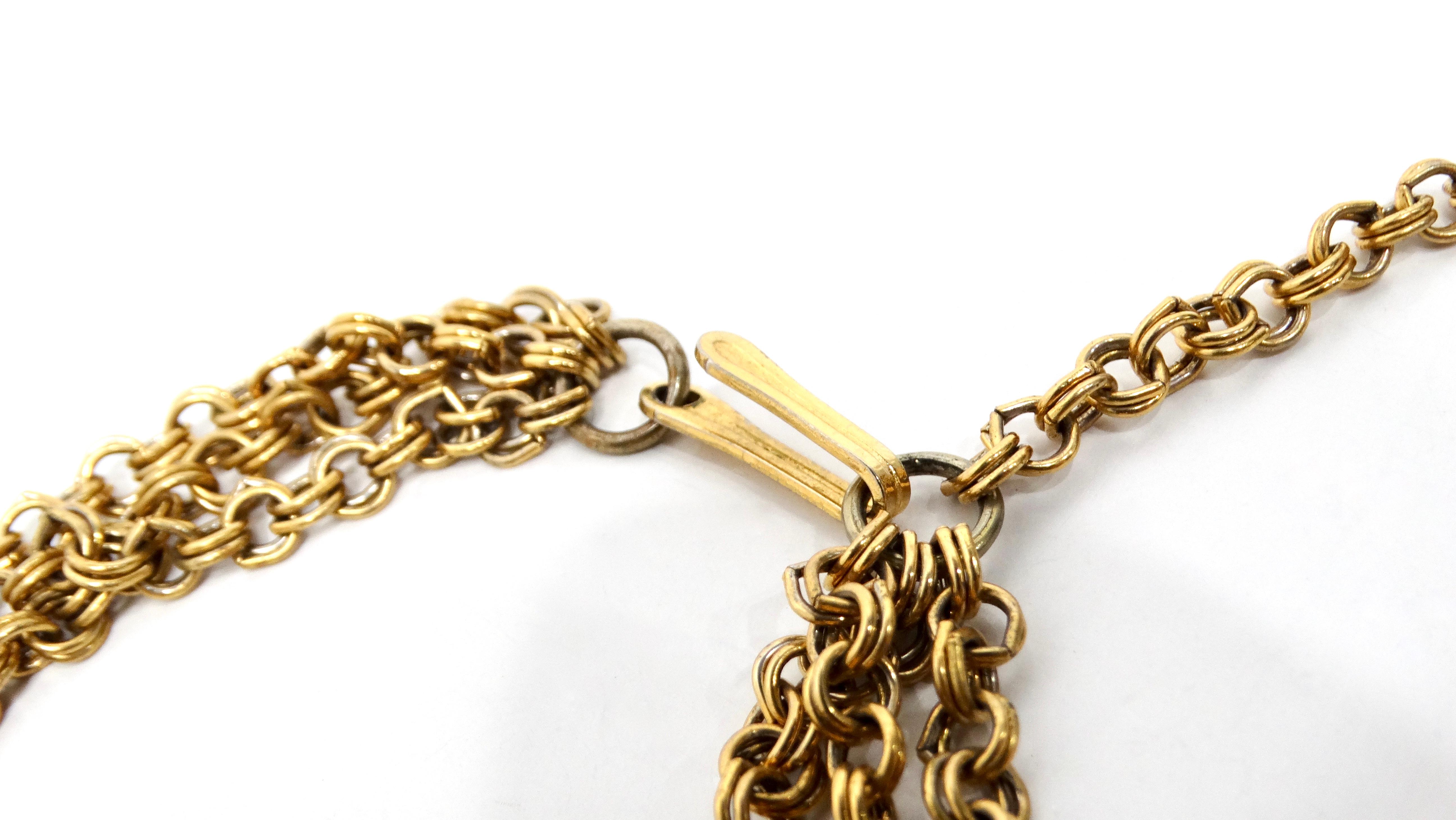 1980s Judith Leiber Large Egyptian Style Gold-Tone Pendent Necklace For Sale 3