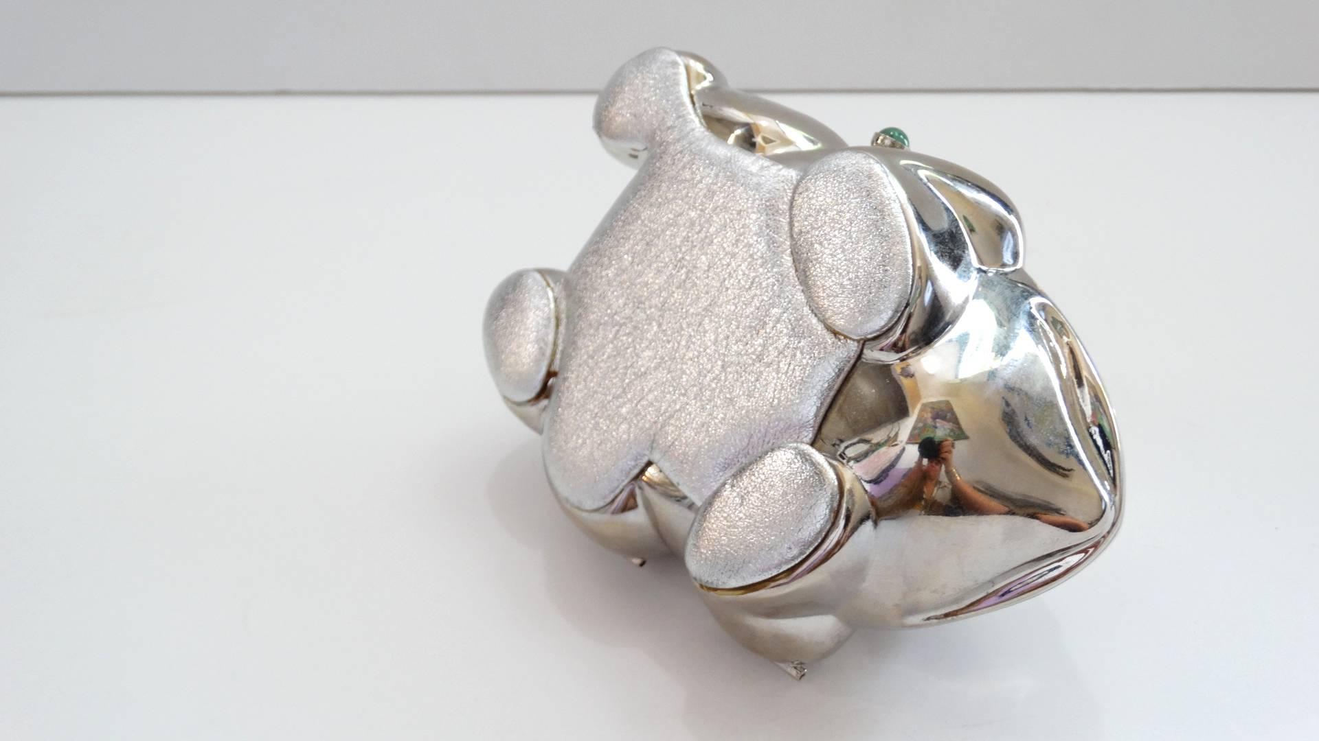 Judith Leiber Silver Bullfrog Miniaudiere, 1980s For Sale 6