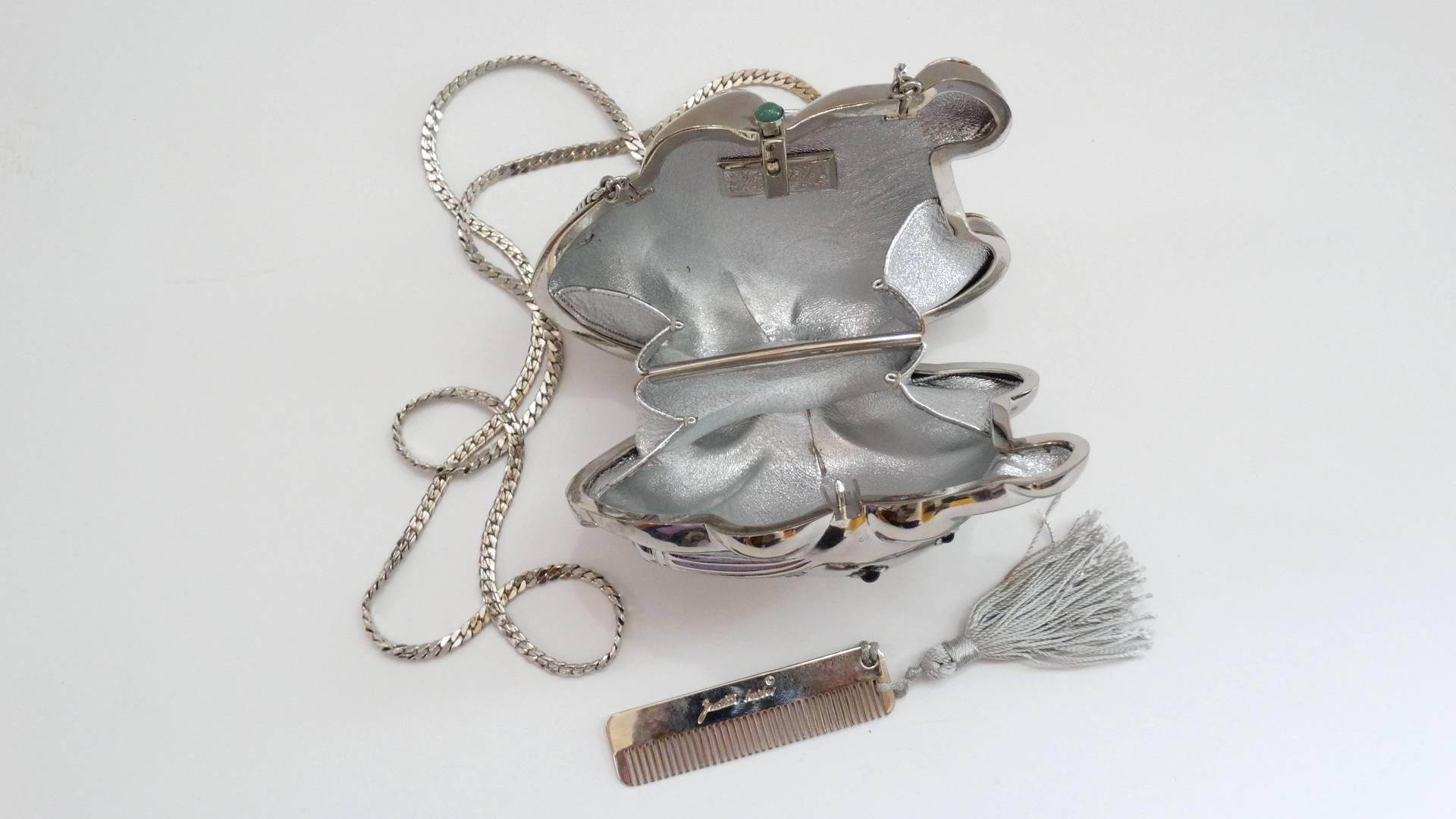 Judith Leiber Silver Bullfrog Miniaudiere, 1980s For Sale 7