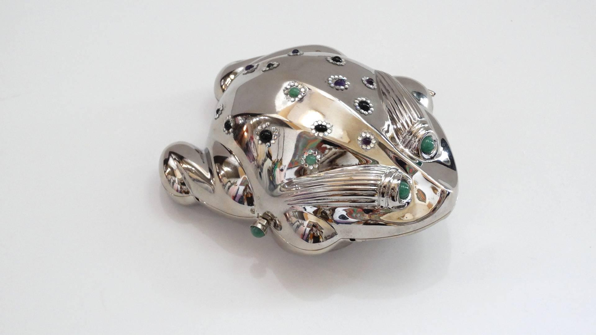 Judith Leiber Silver Bullfrog Miniaudiere, 1980s For Sale 2