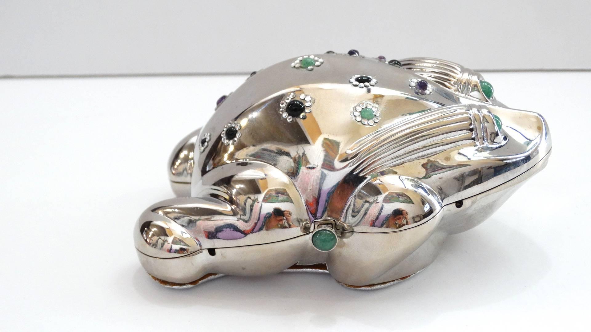 Judith Leiber Silver Bullfrog Miniaudiere, 1980s For Sale 3