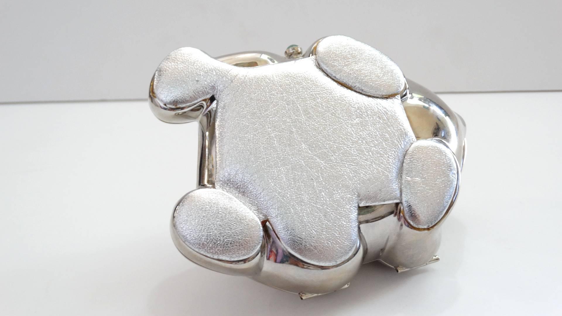 Judith Leiber Silver Bullfrog Miniaudiere, 1980s For Sale 5