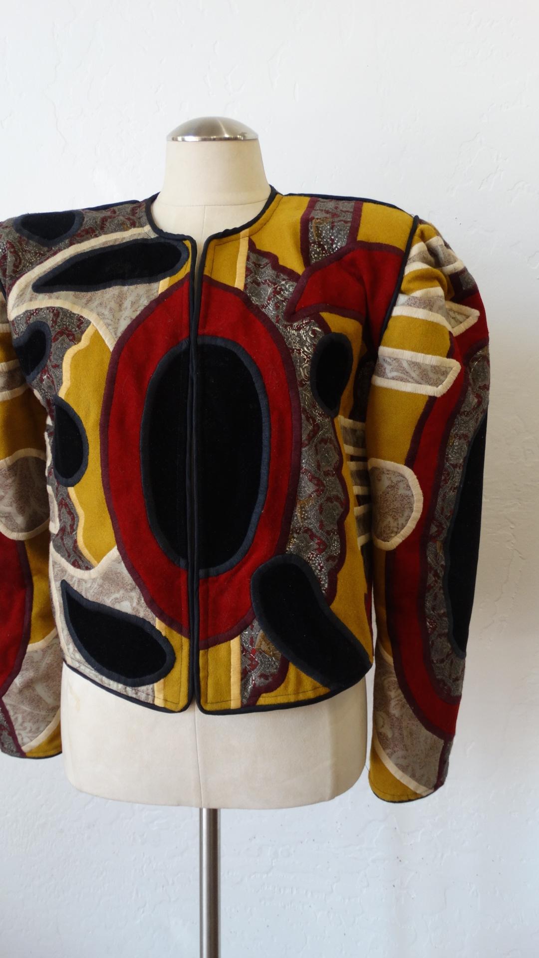  Judith Roberts 1980s Abstract Patchwork Jacket  1