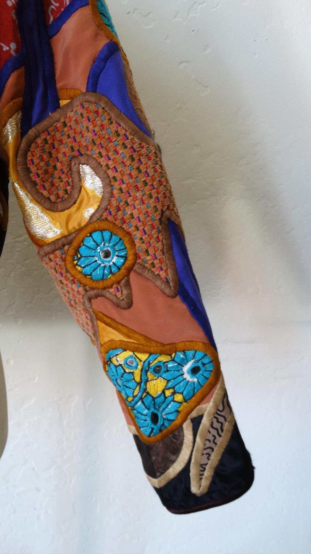 Judith Roberts 1980s Boho Abstract Appliqué Patchwork Jacket 2