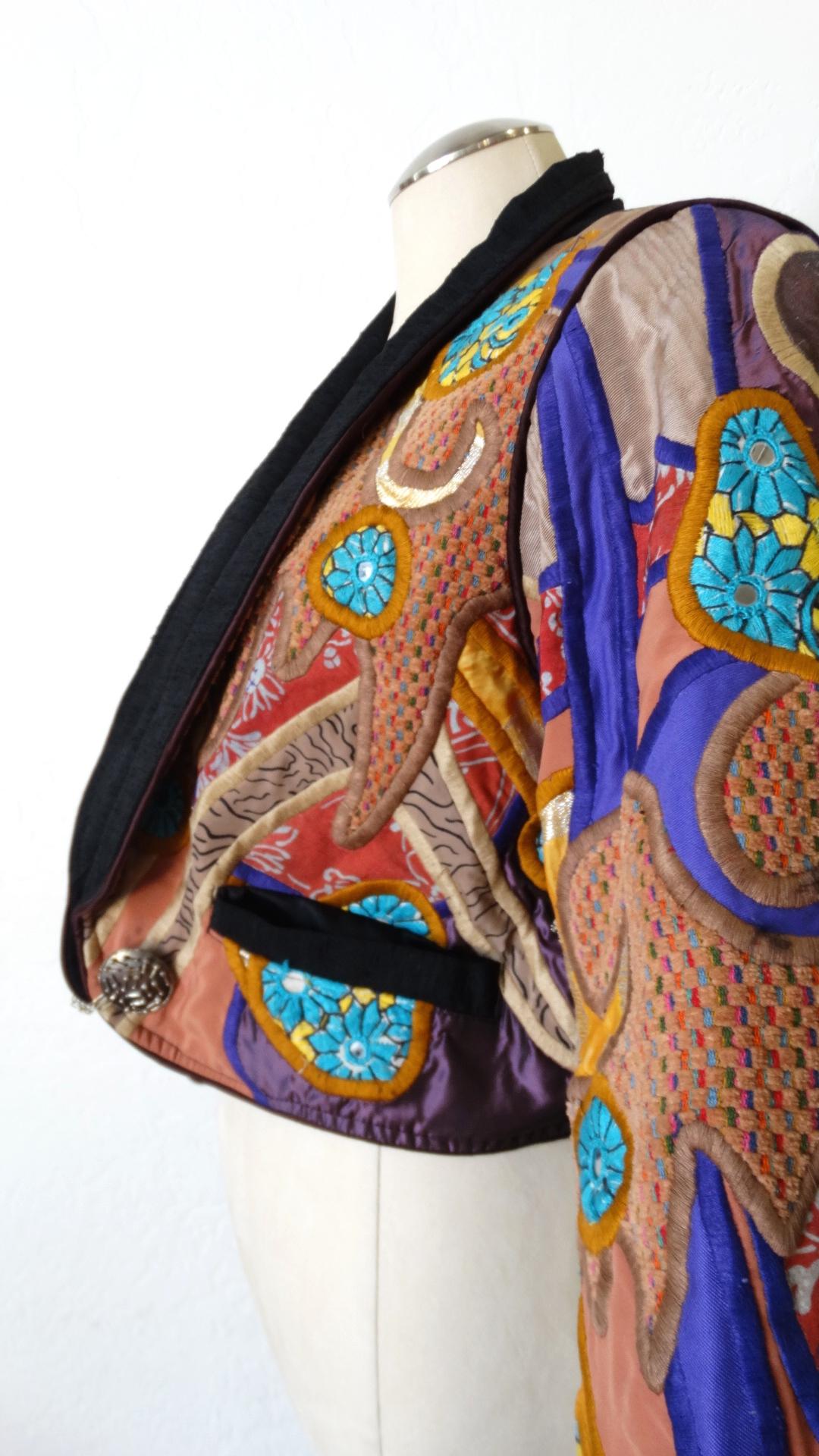 Judith Roberts 1980s Boho Abstract Appliqué Patchwork Jacket 4